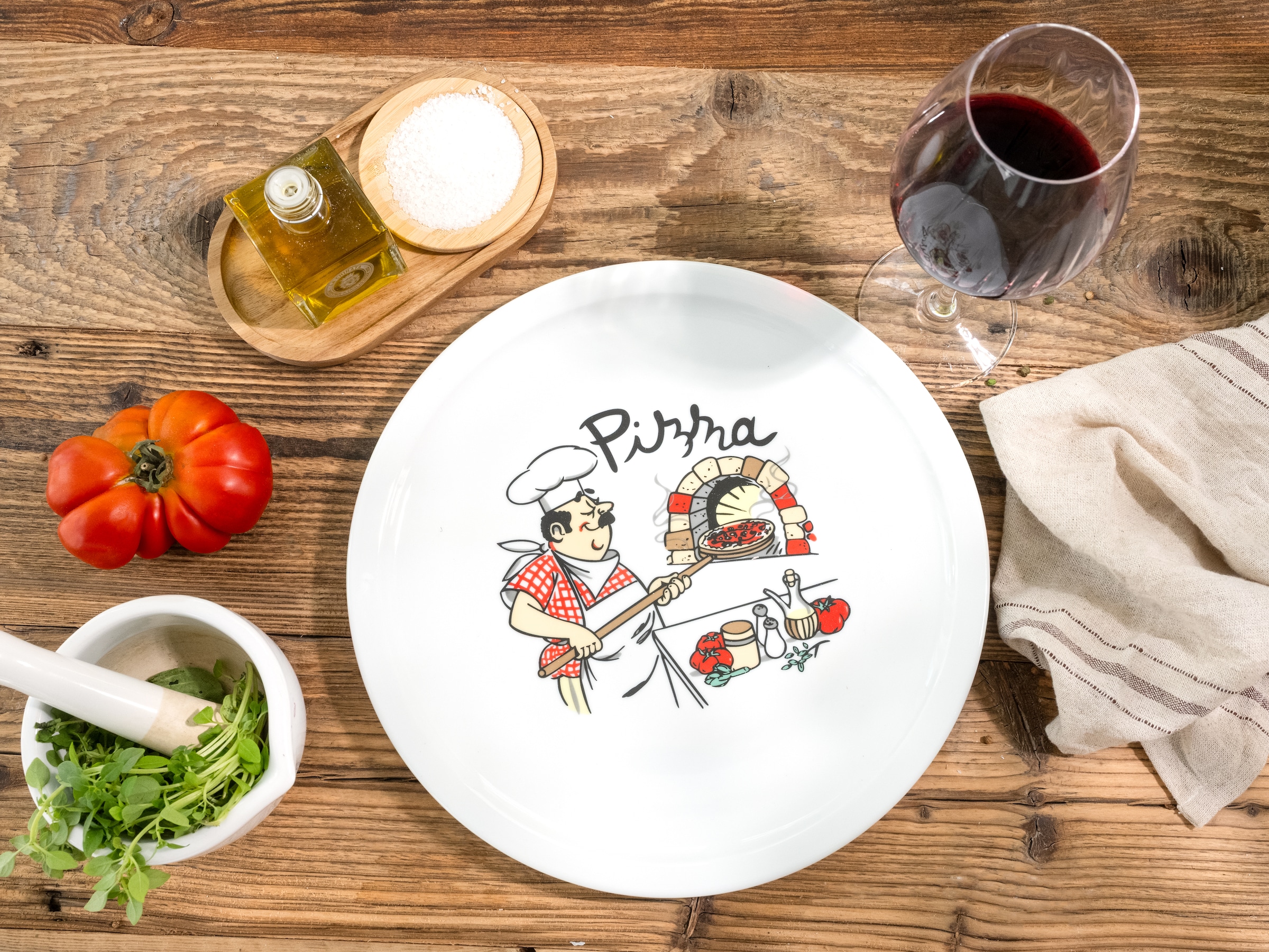 CreaTable Pizzateller »Milano Pizzabäcker, Teller-Set, 4-tlg.« Vielseitig einsetzbar, Europäische Qualität