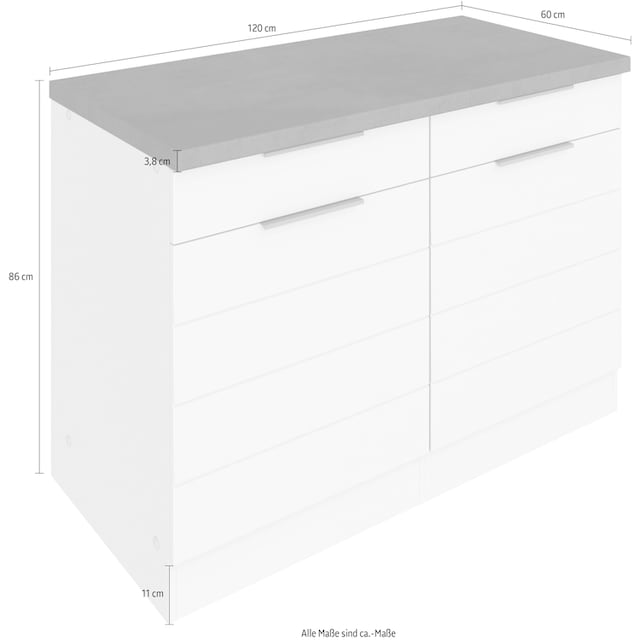 im mit Unterschrank HELD für MDF-Fronten MÖBEL Stauraum, »Luhe«, jetzt 120 viel waagerechter cm %Sale Lisene breit,