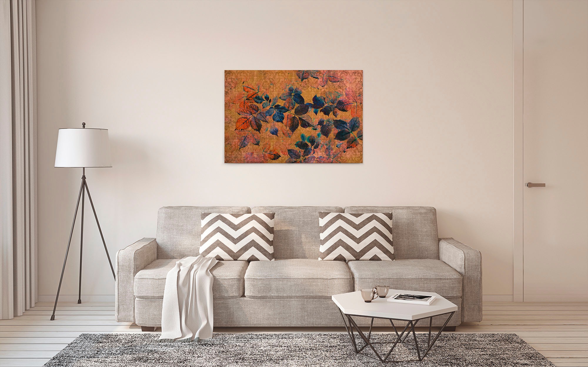 A.S. Création Leinwandbild »indian summer«, Kunst-Blumen-Kinder, (1 St.), Keilrahmen Bild Blätter Natur Floral Leinwand-Bild Wohnzimmer modern