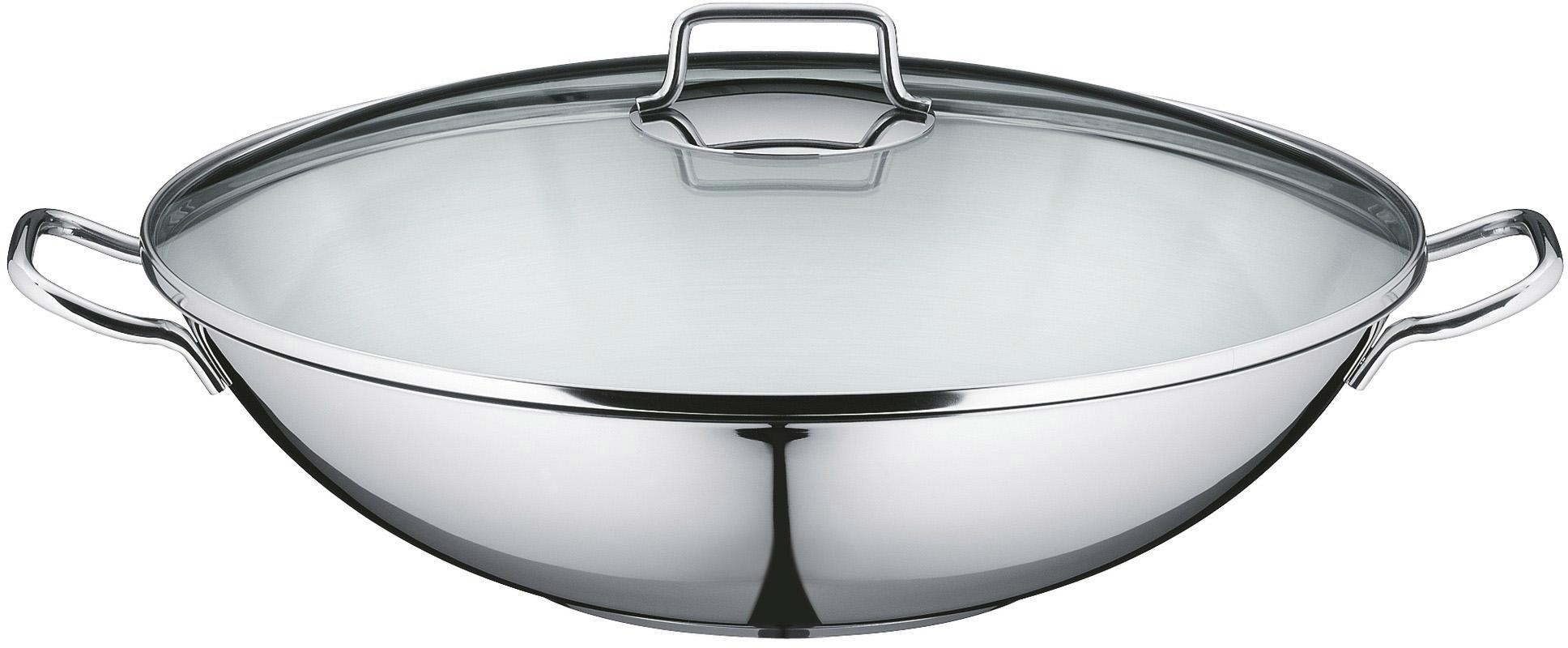 WMF Wok »Macao«, Cromargan® Edelstahl Rostfrei 18/10, (Set, 4 tlg., 1 x Wok mit Glasdeckel, Dämpfeinsatz, Rezeptheft), Induktion