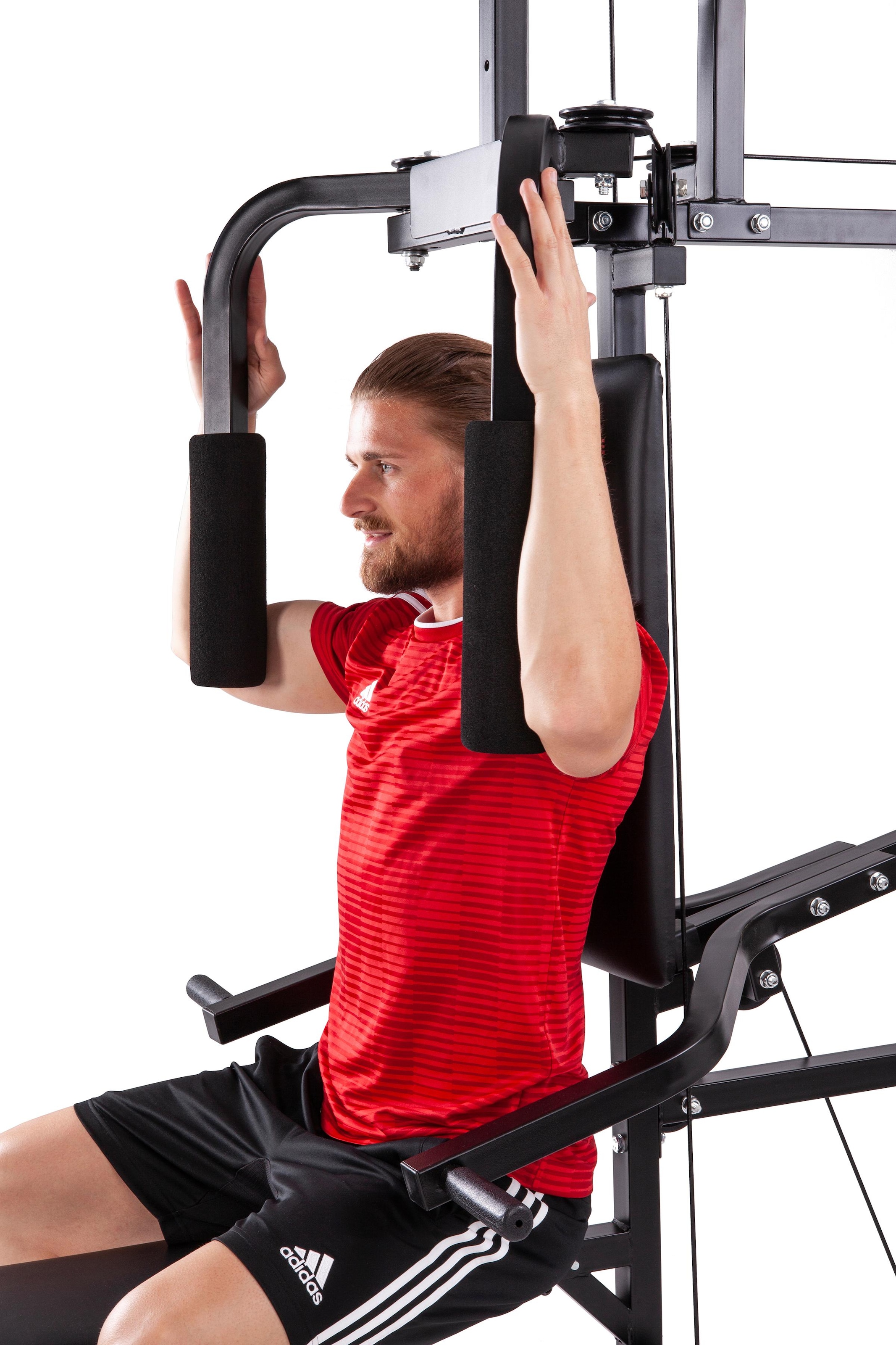 MOTIVE FITNESS by U.N.O. Kraftstation »Multi-Gym Hercules«, 7 Gewichtsblöcke, (Butterflystange, Ruderfunktion und mehr), multifunktionale Fitnessstation, max. Trainingsgewicht 37,5 kg