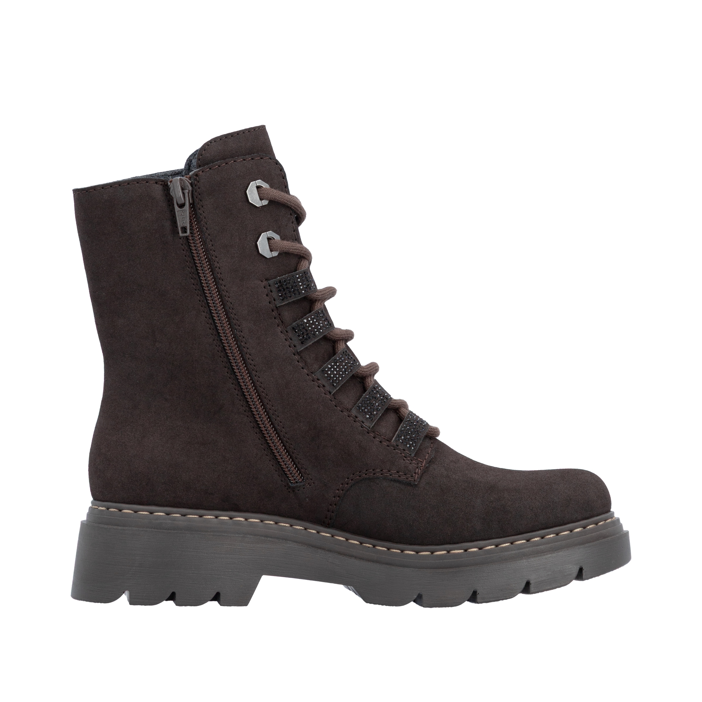 Rieker Schnürstiefelette  Schnürboots, Herbststiefelette mit Glitzersteinchen