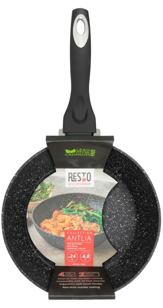 RESTO Kitchenware Bratpfanne »Antlia, tiefe Pfanne mit ergonomischem Soft-Touch-Griff«, Aluminium, (1 tlg.), Marmor-Antihaftbeschichtung, 4-lagig, für alle Herdarten geeignet