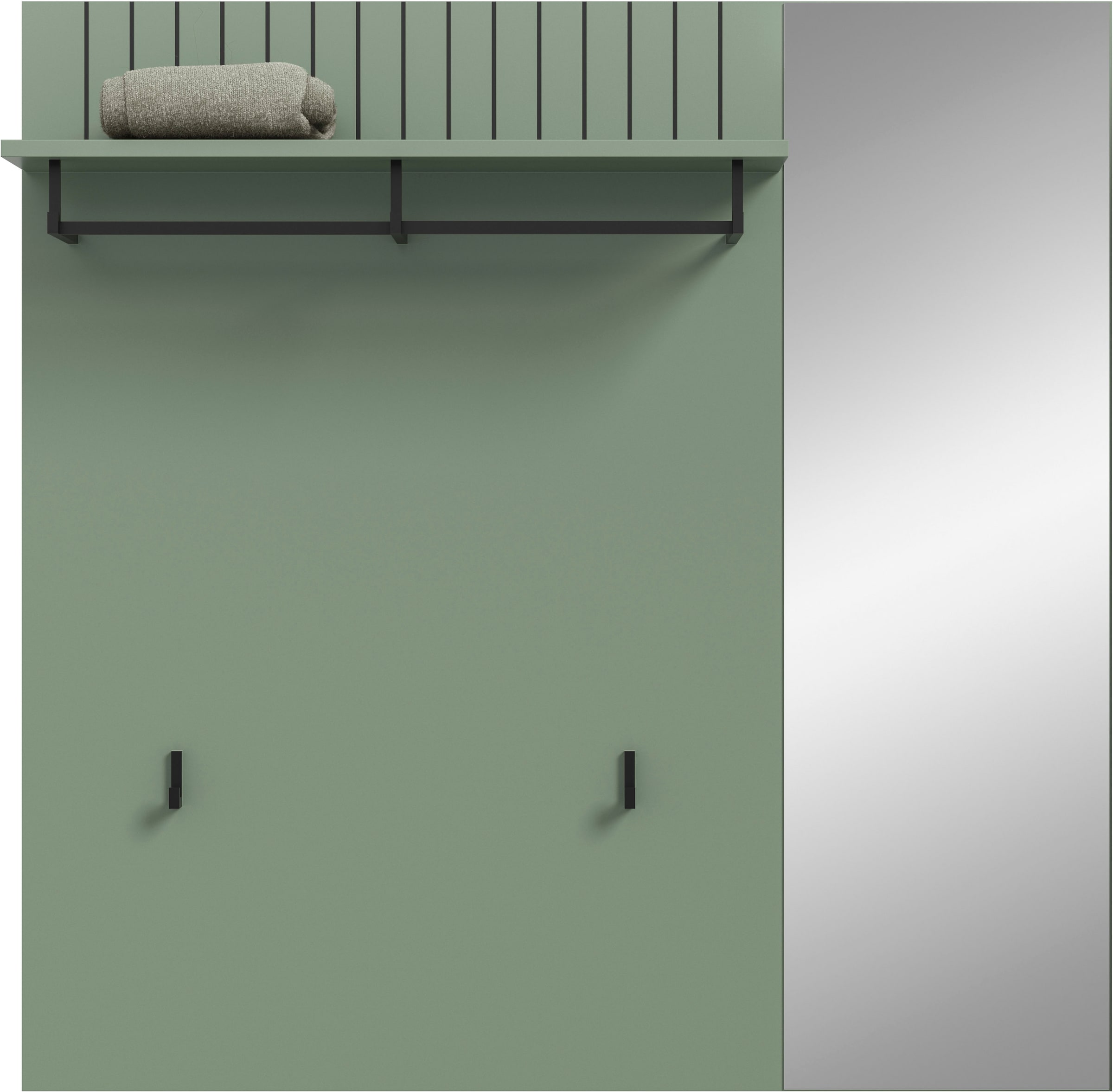 INOSIGN Garderobenpaneel »TATIO, Rillenfräsung, 1 Spiegel, 1 Ablageboden, 2 Haken, Kleiderstange« 1 Stk. tlg. Garderobenpaneel mit Spiegel, Garderobe, Flur, Diele