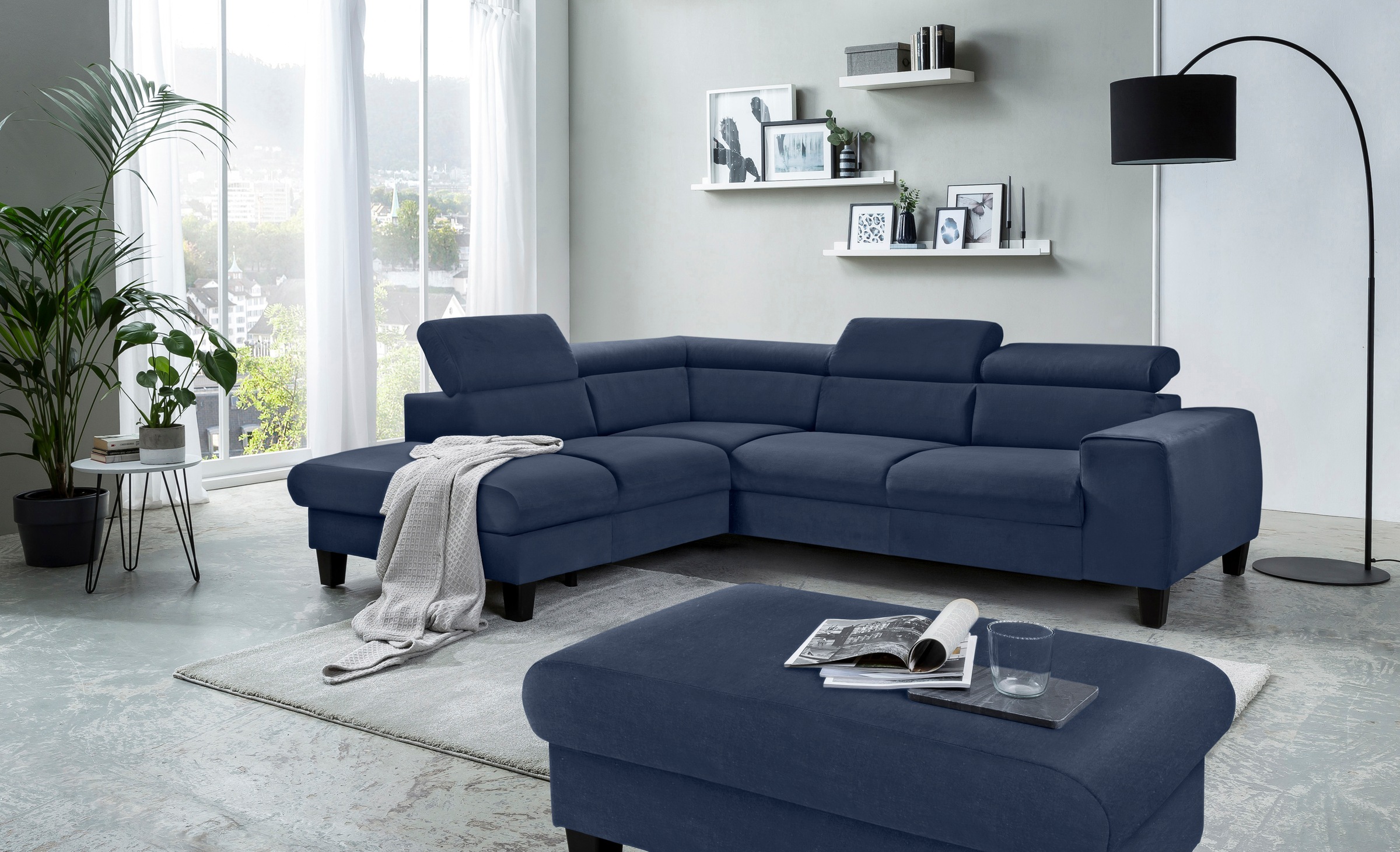 COTTA Ecksofa »Morven L-Form mit Kopfteilverstellung«, wahlweise mit Bettfunktion, Bettkasten & Wireless-Charger