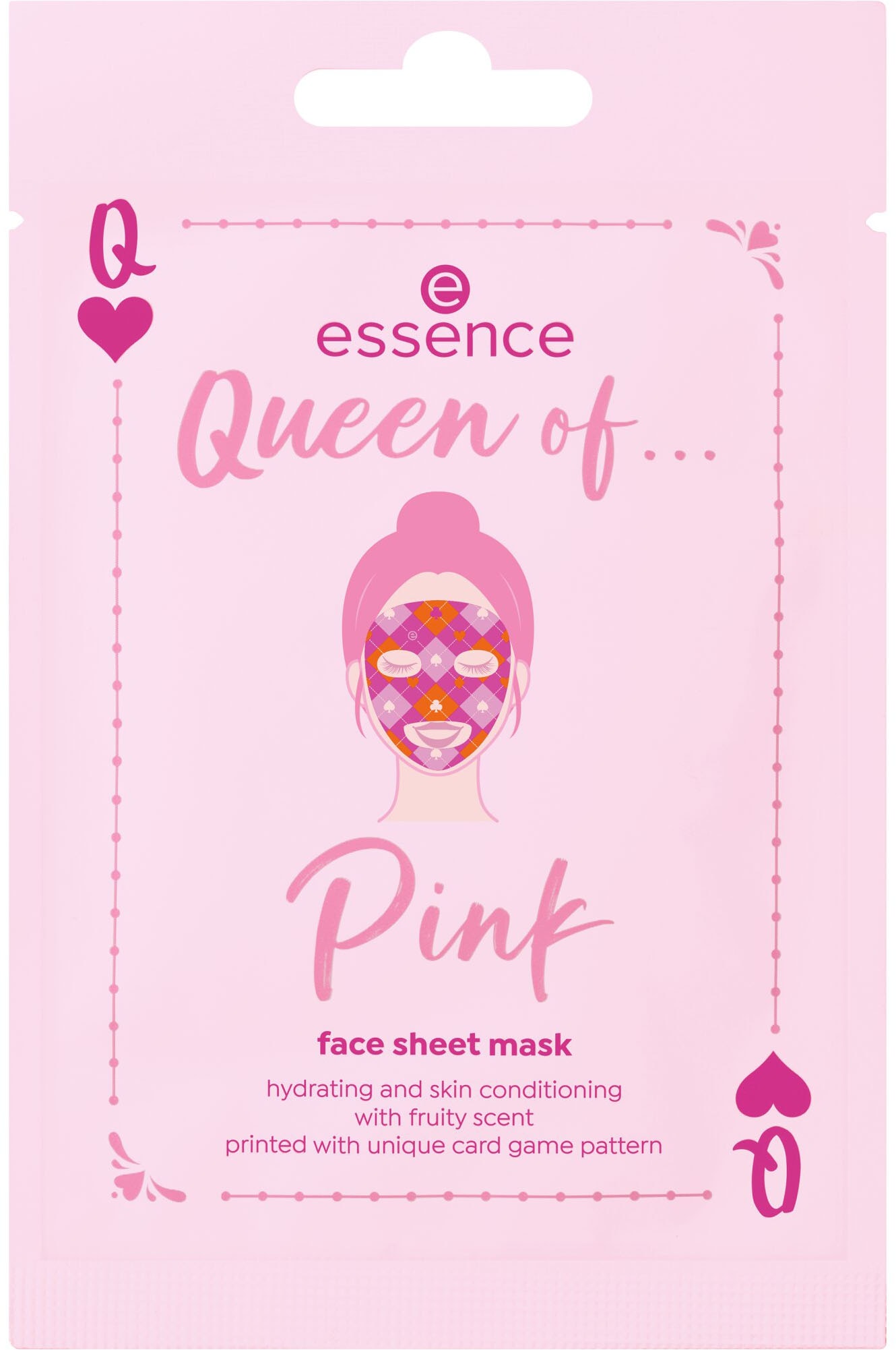 Essence Gesichtsmaske »Queen of... Pink face sheet mask«, (Set, 4 tlg.), Spielerisches Kartenspielmuster für eine unterhaltsame Pflege!