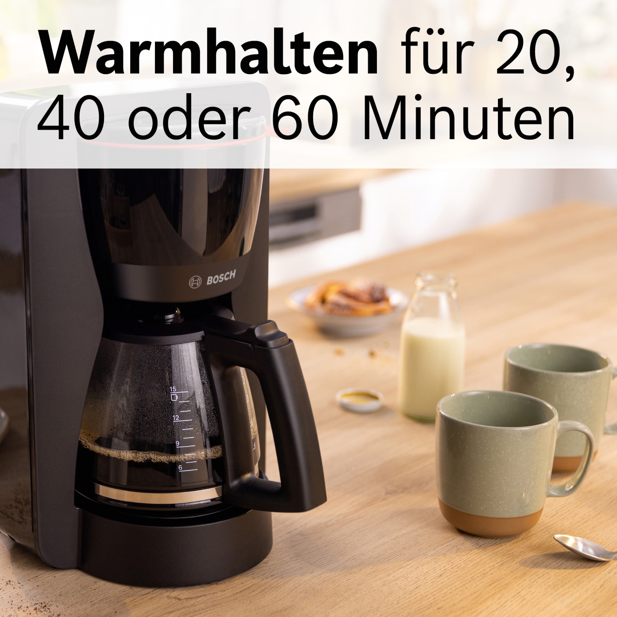 BOSCH Filterkaffeemaschine »MyMoment TKA3M133« 1,25 l Kaffeekanne Papierfilter 1x4 60min Warmhaltefunktion, Aroma intense, Entkalkungsprogramm, 1200 W