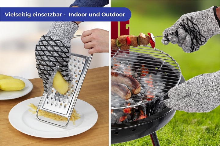 Maximex Grillhandschuhe »2in1« Schnittschutzhandschuhe für Herren, hitzebeständige Küchenhandschuhe