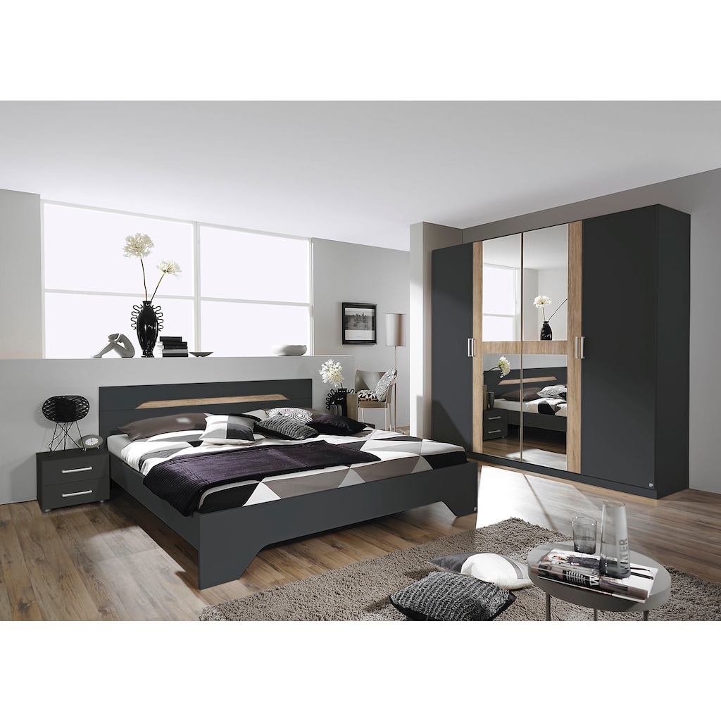 rauch Schlafzimmer-Set »Rubi«, (Set, 4 St.), mit Schrank, Bett 180x200 cm und 2 Nachttischen