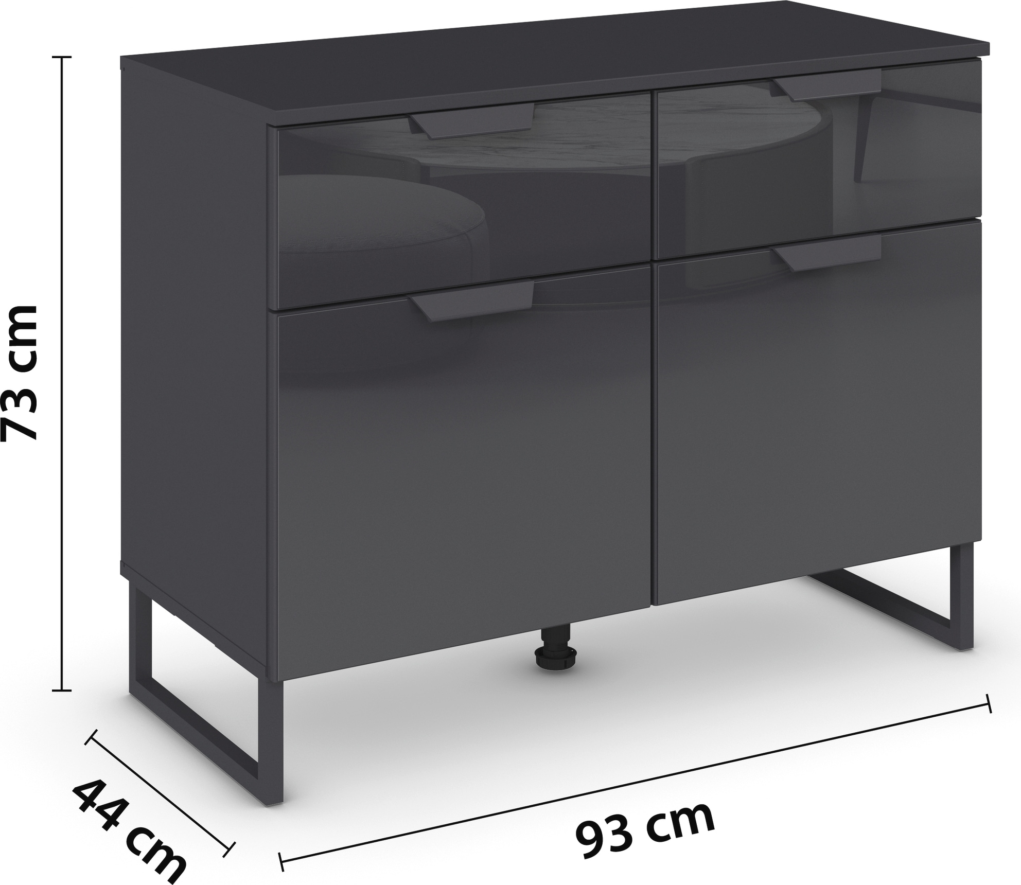 rauch Kombikommode »Modern by Aditio«, mit Glasfront und Kufenfuß, 2 Schubladen mit Softclose-Funktion