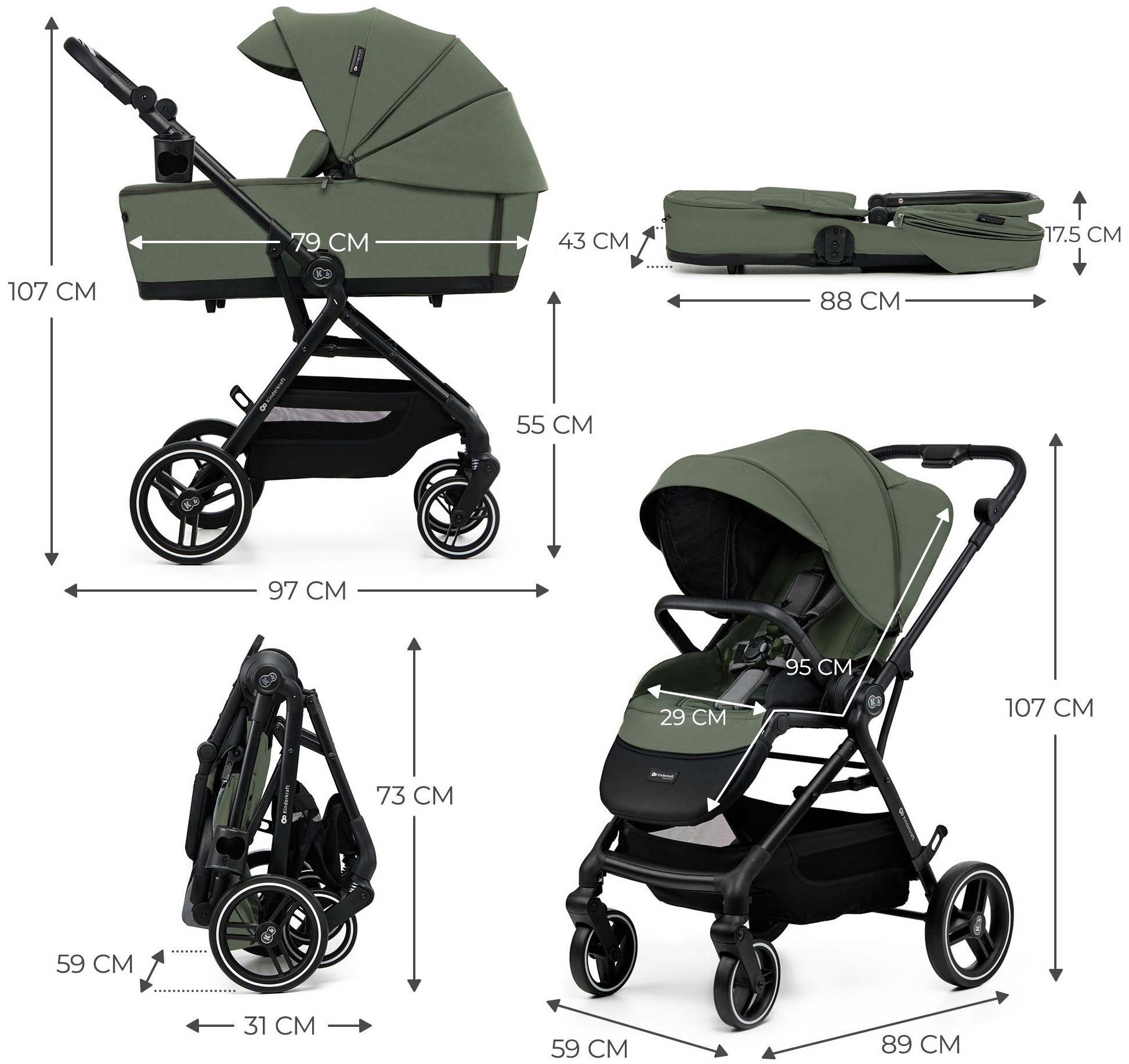Kinderkraft Kombi-Kinderwagen »YOXI 2IN1« 22 kg