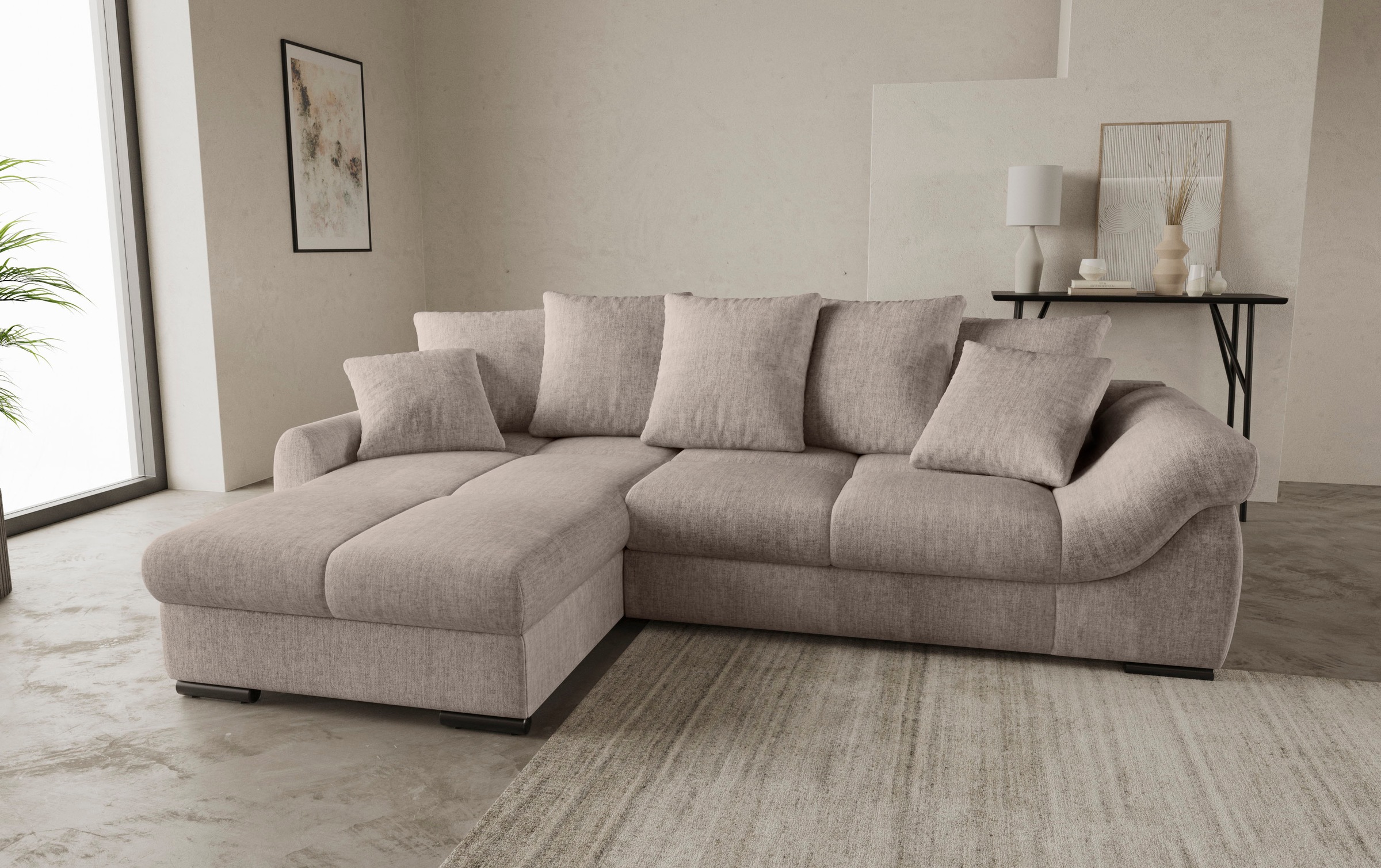 Mr. Couch Ecksofa »Livorno DuraFlex L-Form«, inkl. Hochschläfer-Bettauszug, günstig online kaufen