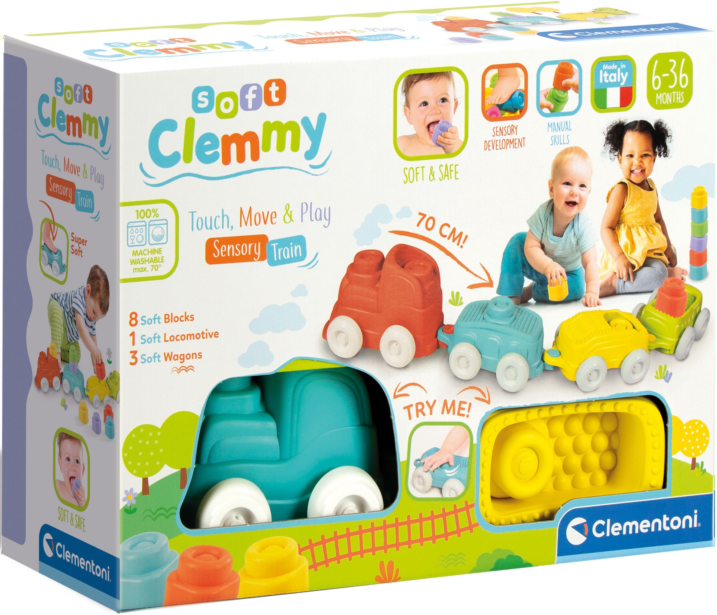 Clementoni® Spielbausteine »Clemmy Soft, Sensorischer Zug«, Made in Europe