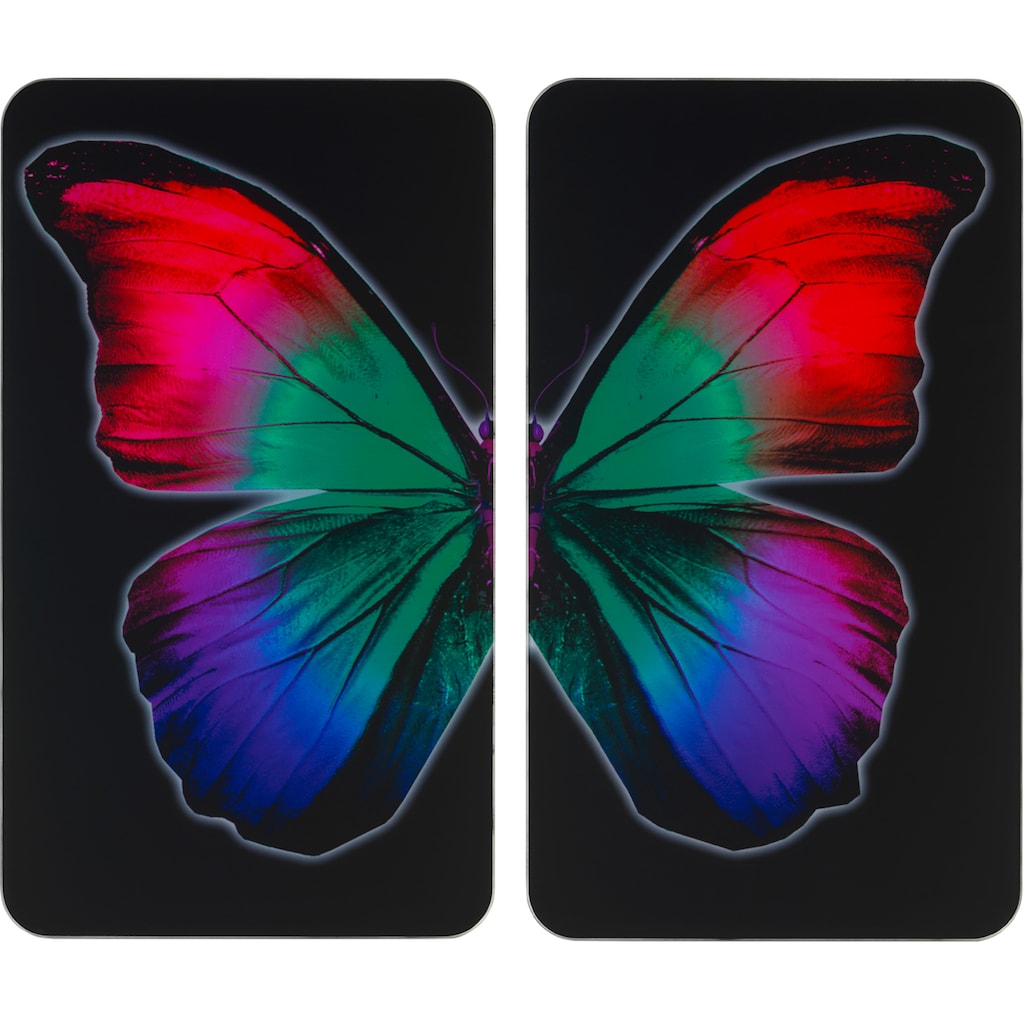 WENKO Herd-Abdeckplatte »Universal Butterfly by Night«, (Set, 2 tlg.)