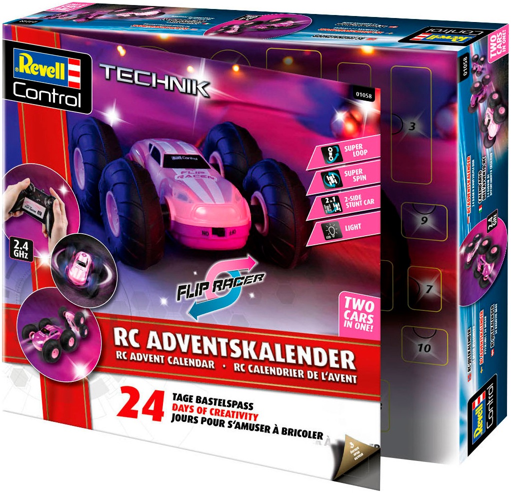Revell® Spielzeug-Adventskalender »Flip Racer, ferngesteuertes RC Auto zum Selberbauen«, ab 6 Jahren, mit LED-Beleuchtung