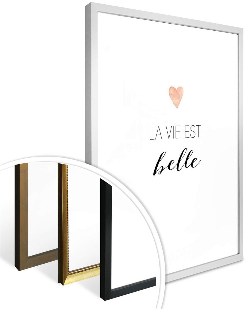 Wall-Art Poster »La vie est belle«, Schriftzug, (1 St.), Poster ohne Bilderrahmen