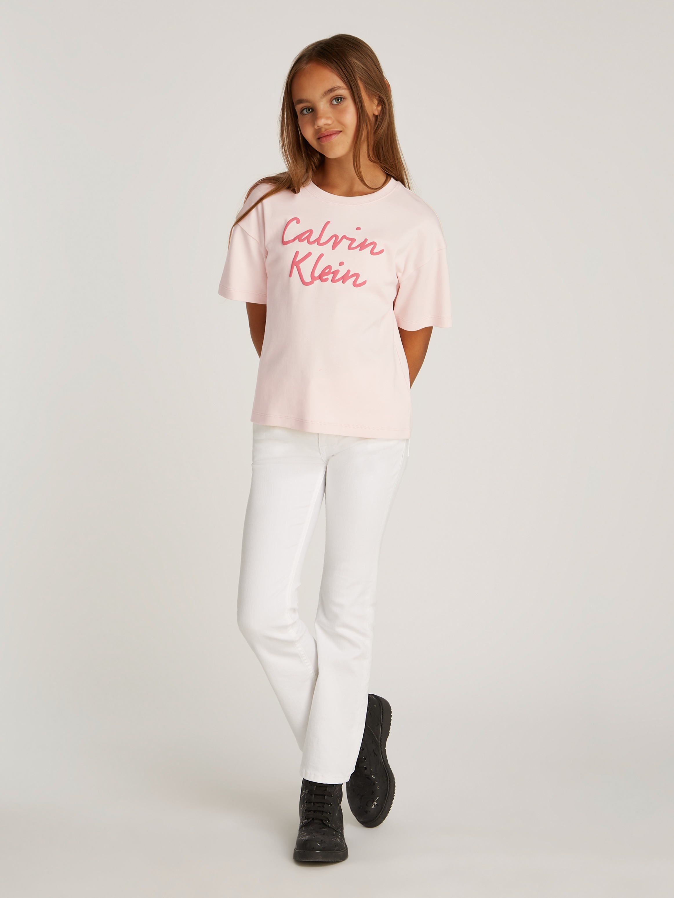 Calvin Klein Jeans T-Shirt »SCRIPT LOGO BOXY SS T-SHIRT«, mit großem Logo
