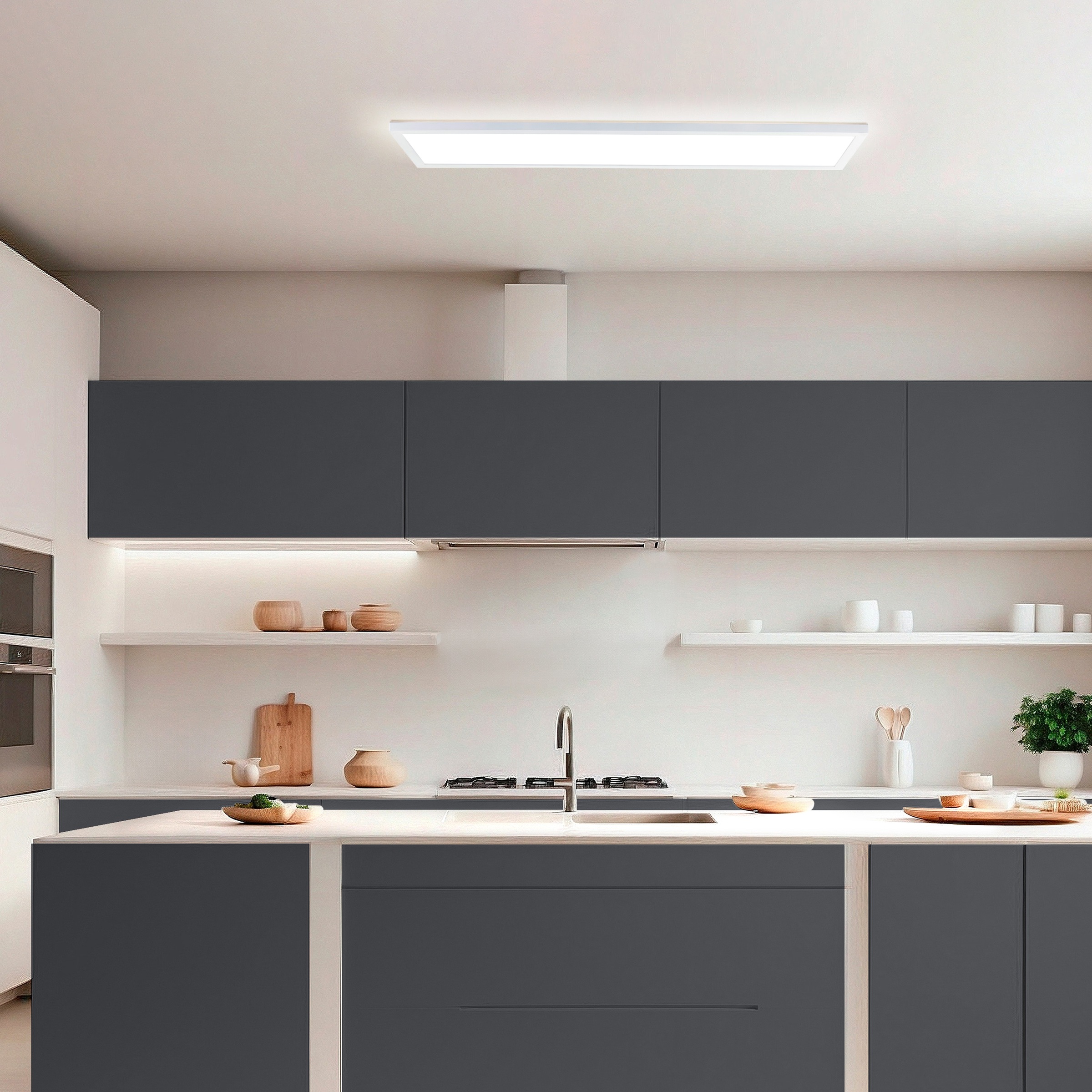 Hanseatic LED Panel »Liuca«, 1 flammig, Leuchtmittel LED-Modul | LED fest integriert, 96 x 25 cm, 3000 lm, 3000-6500 K, dimmbar, CCT über Wandschalter, weiß