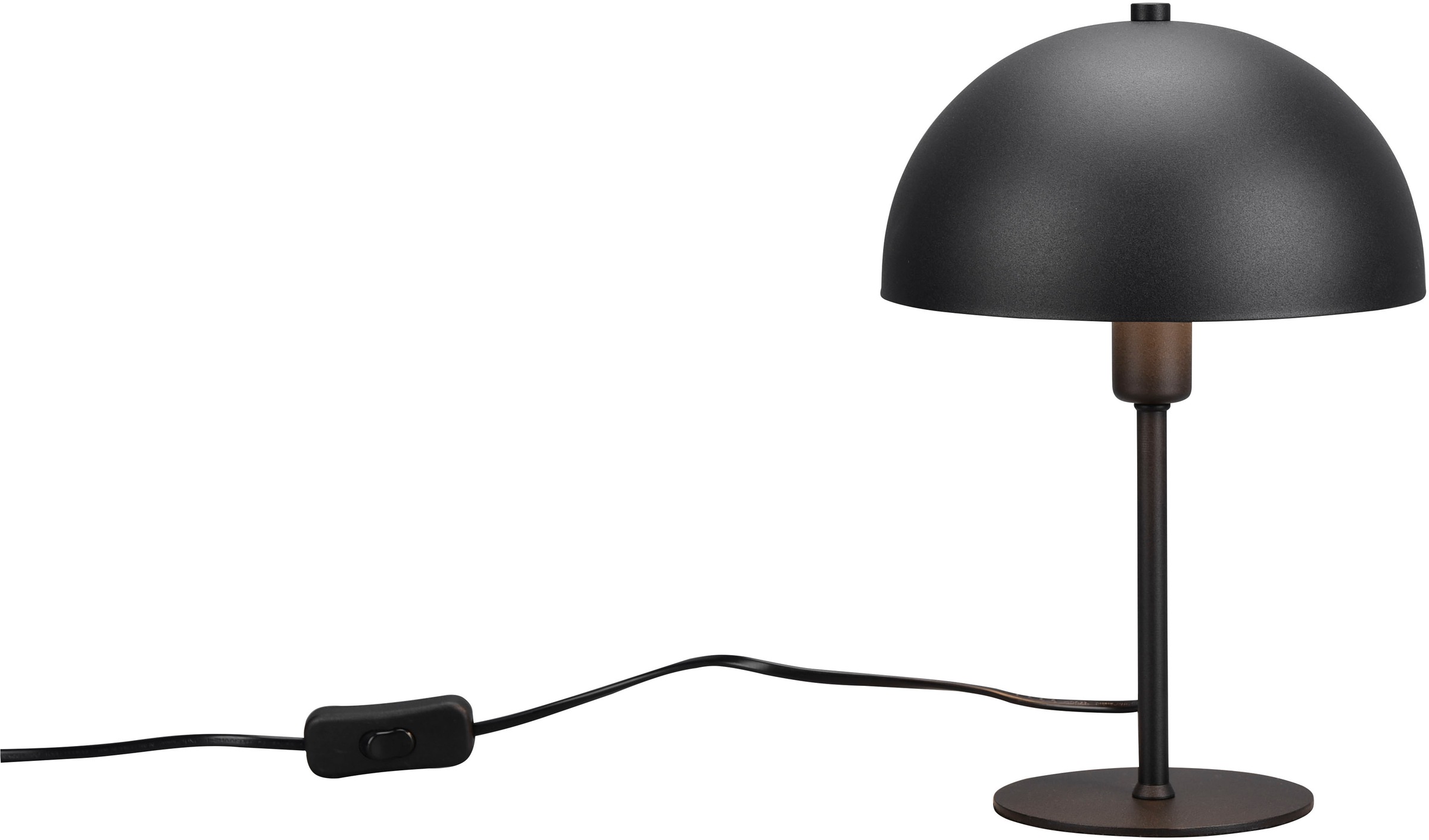 Leonique Schreibtischlampe »MANON, Tischlampe Pilzform Höhe 31cm Ø 20cm, exkl 1x E14 Leuchtmittel«, 1 flammig, Leuchtmittel E14 | Leuchtmittel wechselbar, Schreibtisch Leuchte Schirm innen gold, Schnurschalter mit 180cm Kabel
