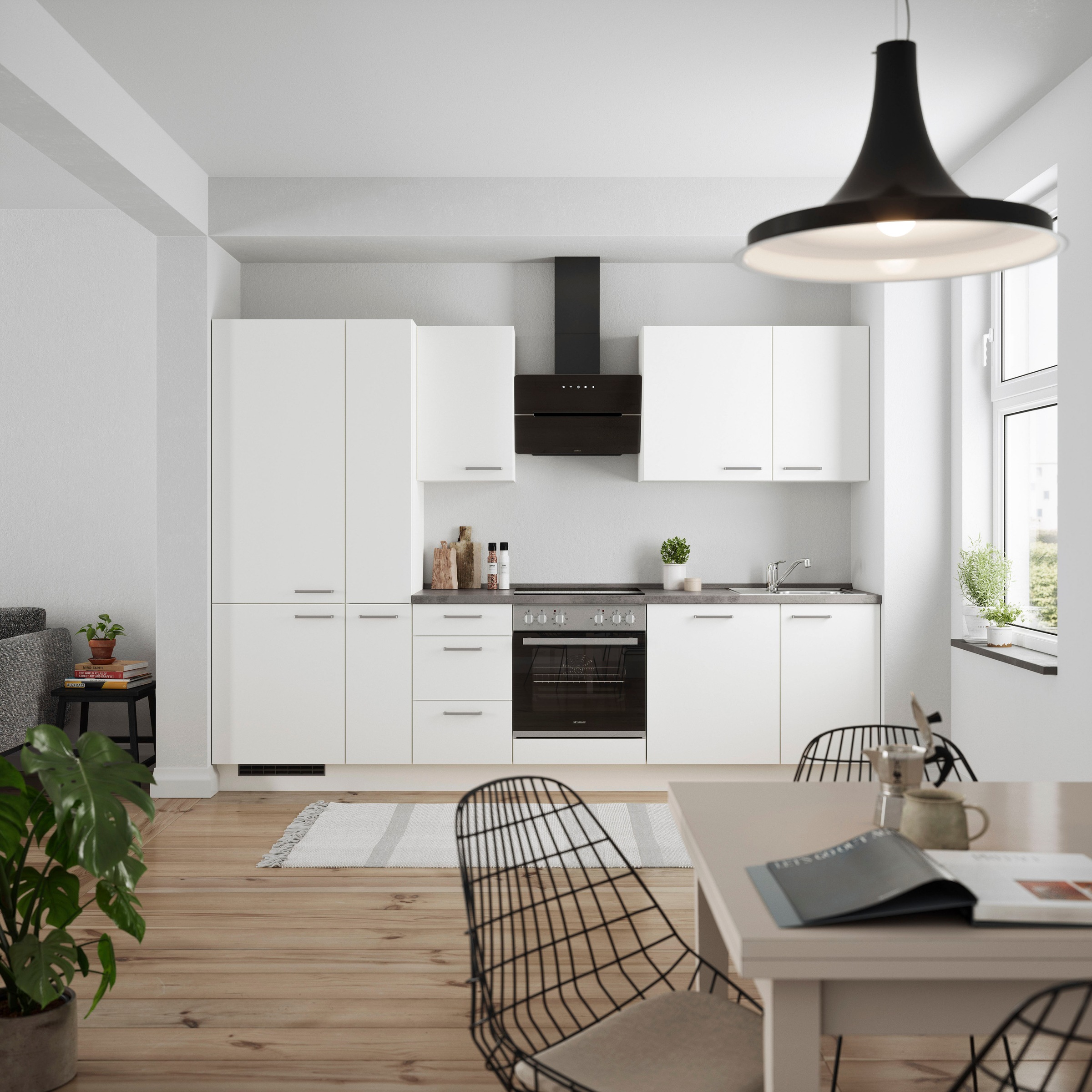nobilia® Küchenzeile »"Touch II", NEU: individuell anpassbar mit gratis Profi-Beratung« vormontiert, Breite 300 cm, Ausrichtung wählbar, wahlw. mit E-Geräten