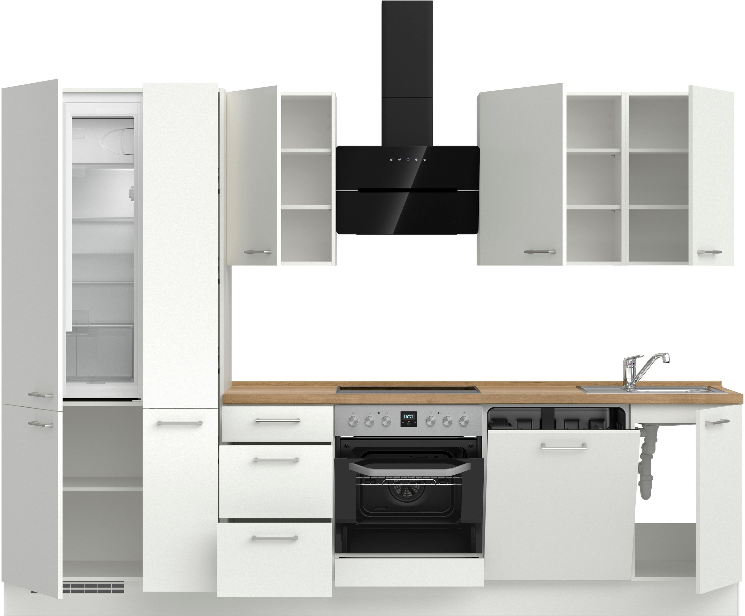 nobilia® Küchenzeile »"Laser II"«, vormontiert, Ausrichtung wählbar, Breite 300 cm, wahlw. mit E-Geräten