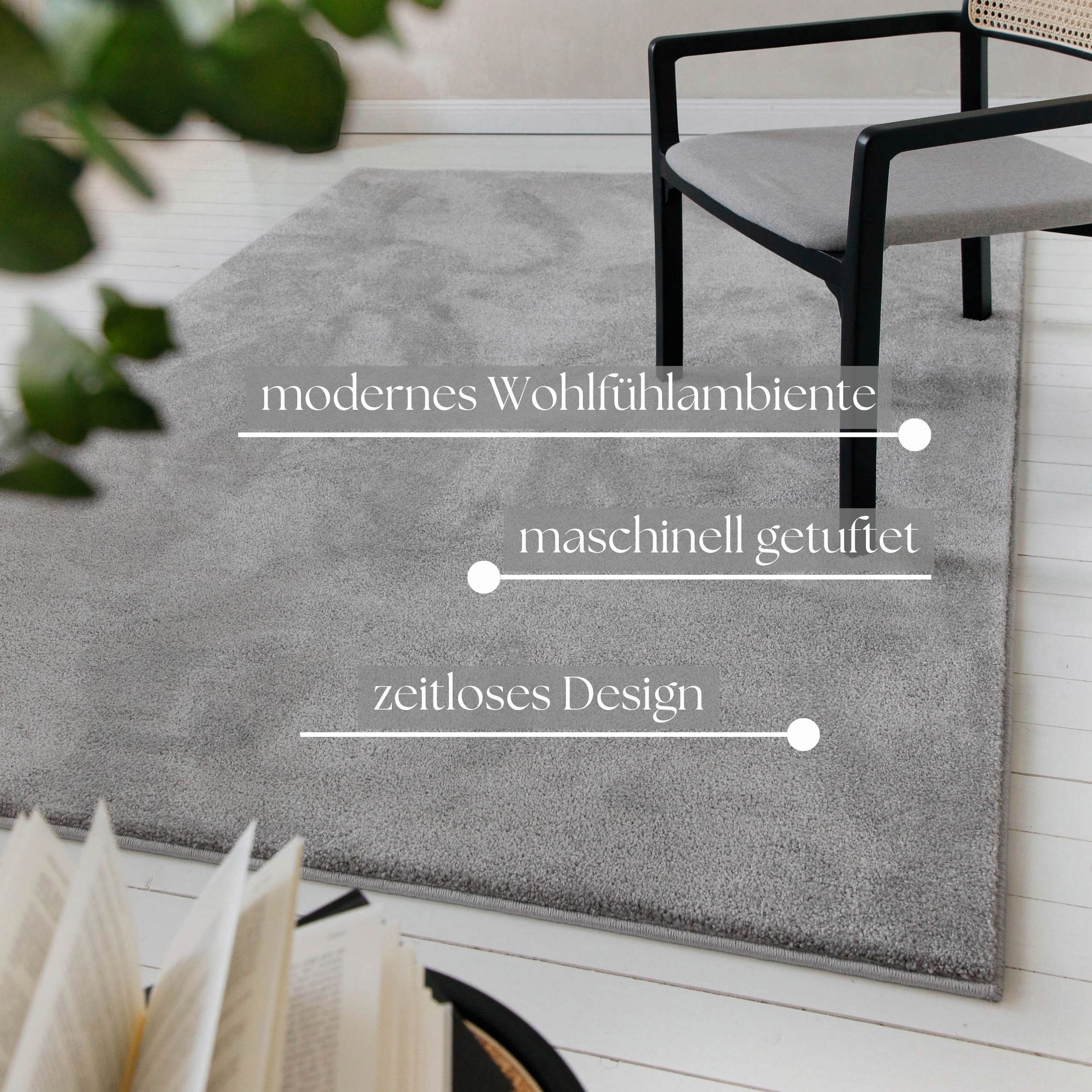 OTTO home Teppich »Lisbea« rechteckig 17 mm Höhe moderner dichter weicher Kurzflorteppich, Wohnzimmer, Schlafzimmer