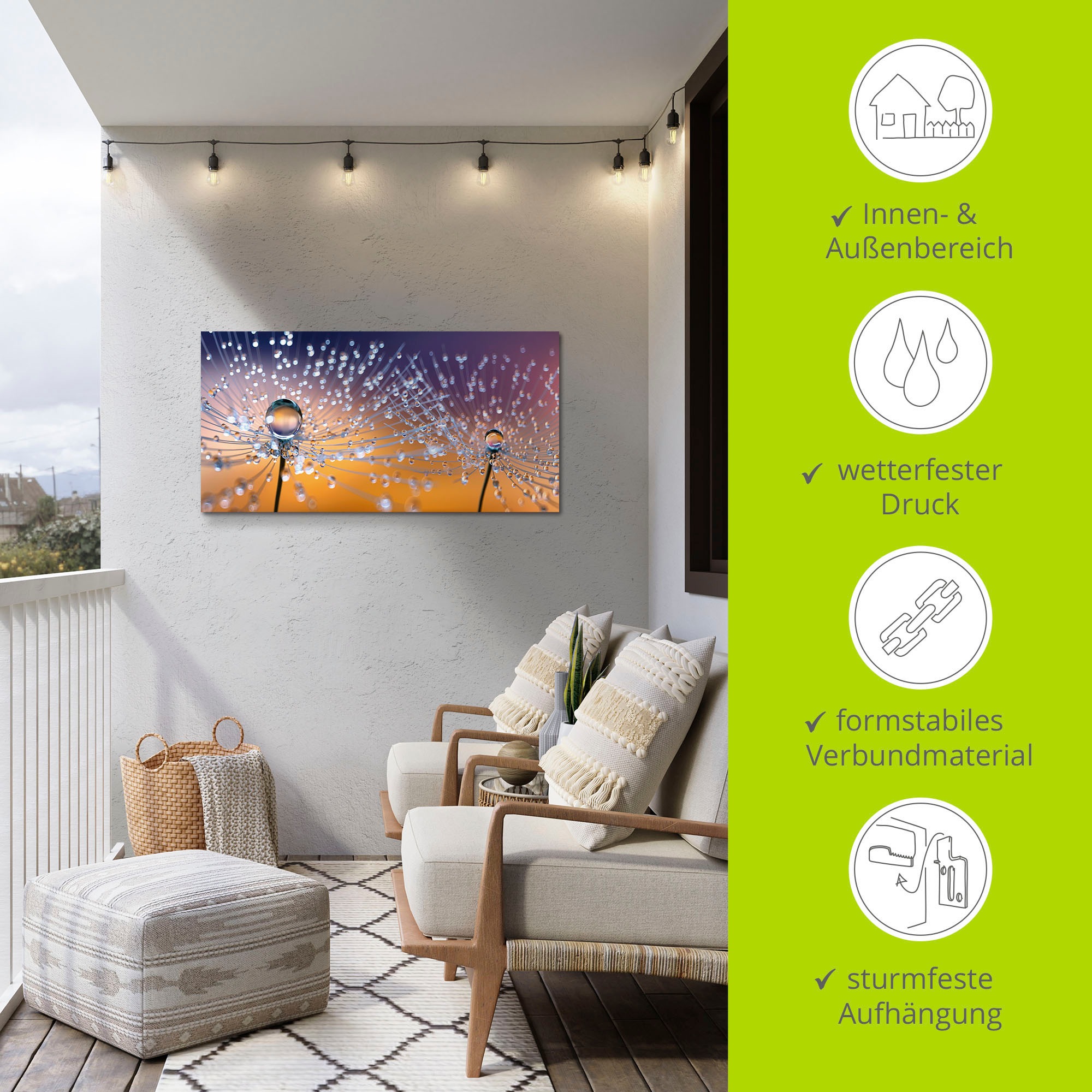 Artland Wandbild »Pusteblumen Tautropfen«, Blumenbilder, (1 St.), als Alubild, Outdoorbild, Leinwandbild, Poster, Wandaufkleber