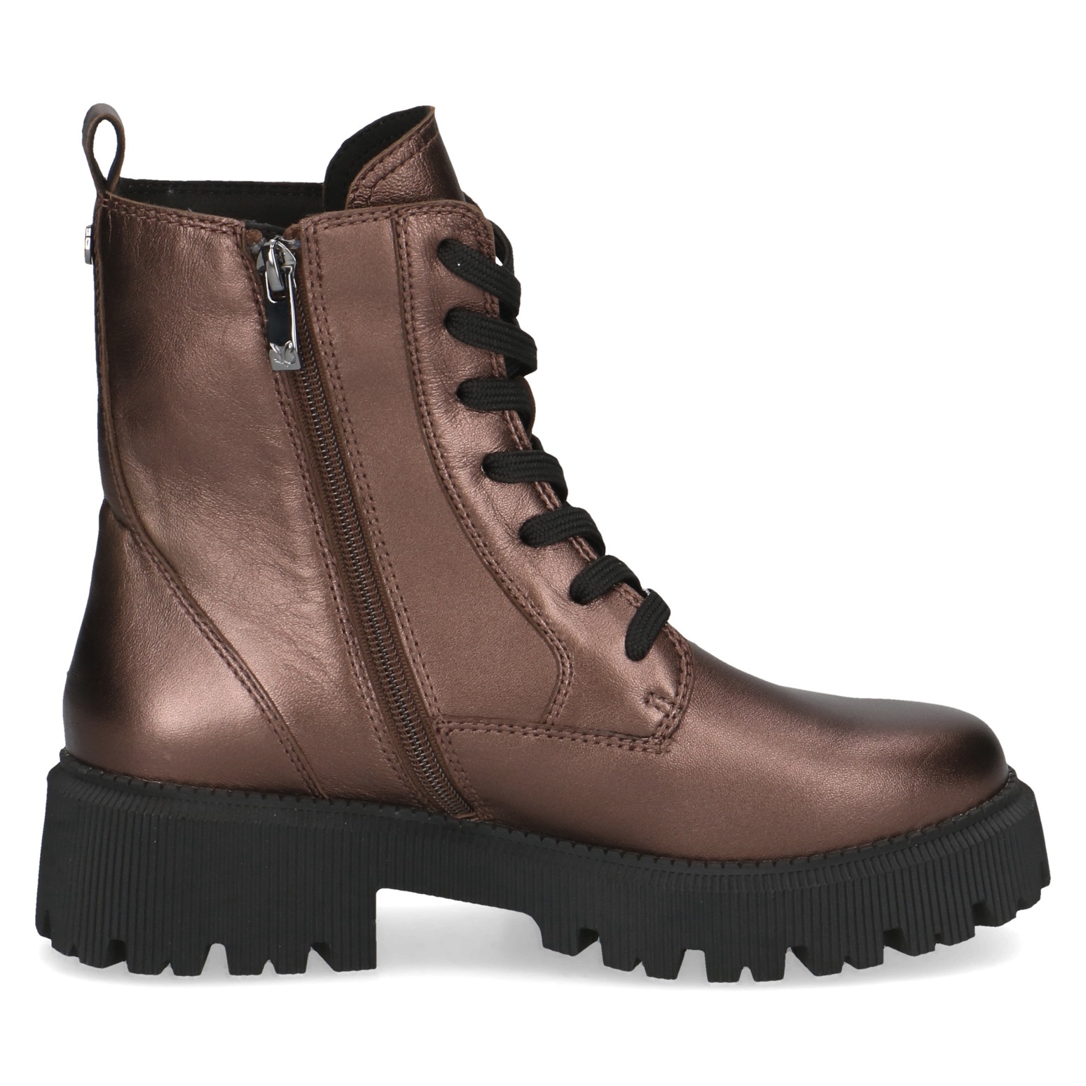 Caprice Schnürboots  , Blockabsatz, Schnürstiefelette, Zierreißverschluss an der Außenseite