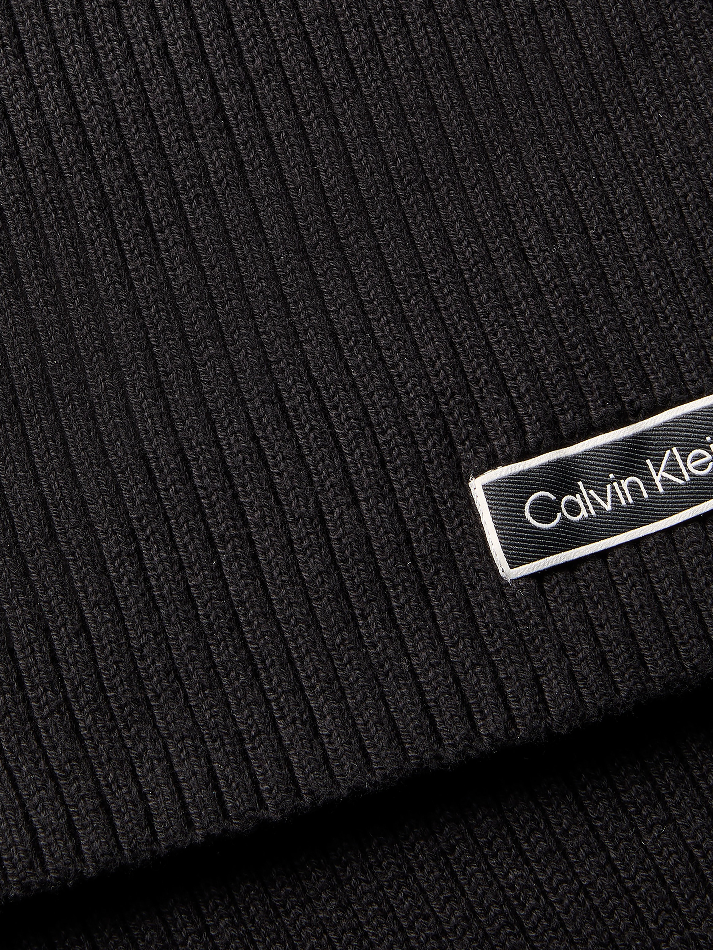 Calvin Klein Jeans Strickschal »PATCH CHUNKY RIB CTN KNIT SCARF« Regular fit mit Markenlogo
