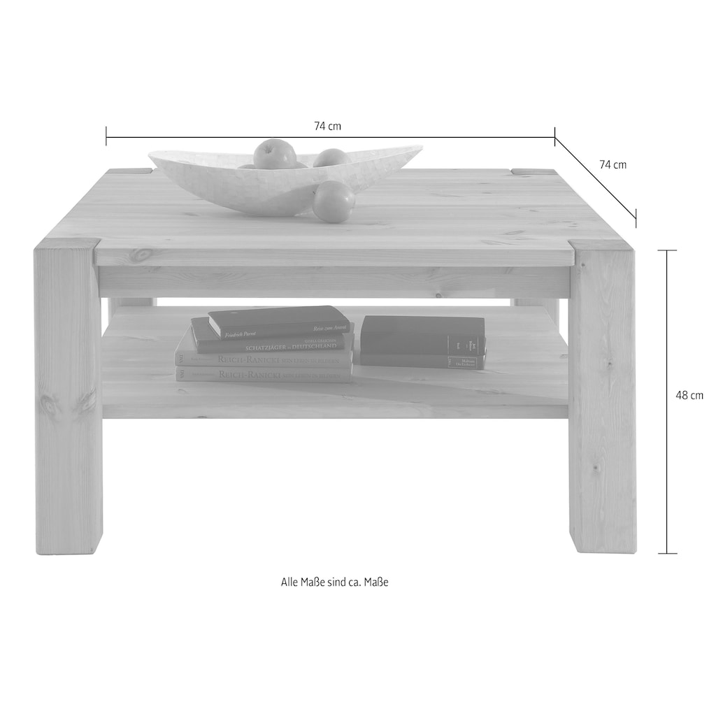 Wohnglücklich by Infantil Couchtisch »Vita«, Tisch, Breite 74 cm, Kiefer massiv, Landhausstil
