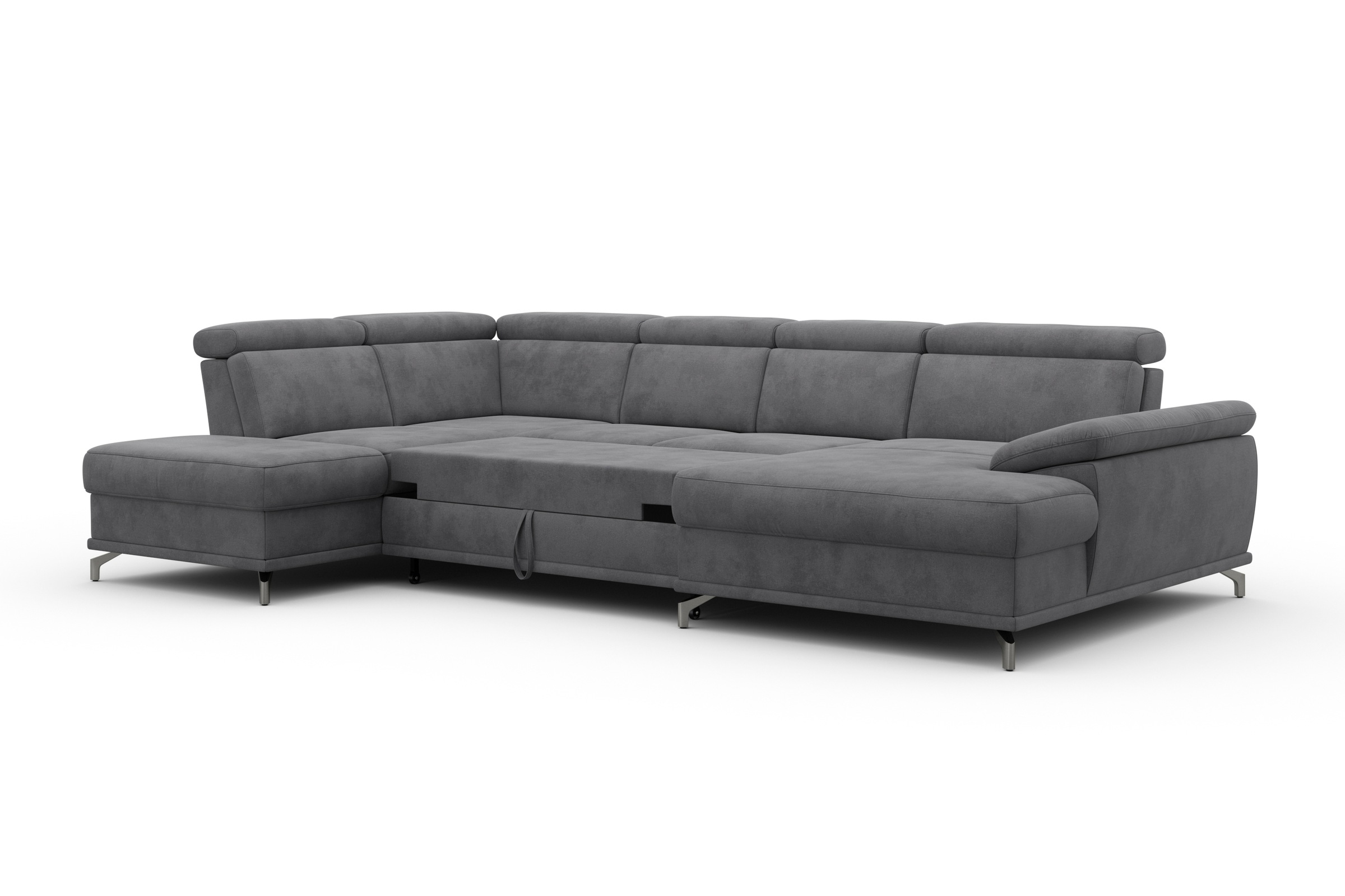 sit&more Wohnlandschaft »Cabrio U-Form, mit Sitztiefenverstellung, Arm- und Kopfteilverstellung«, 3 Nierenkissen, Federkern, optional Bettfunktion und Stauraum