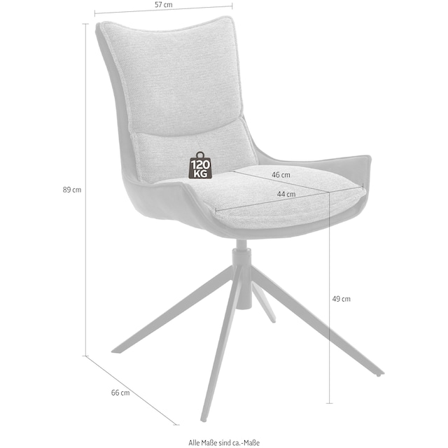 MCA furniture 4-Fußstuhl »Kitami«, (Set), 2 St., Esszimmerstuhl drehbar  360° mit Nivellierung, Stoffbezug, bis 120 kg auf Raten bestellen