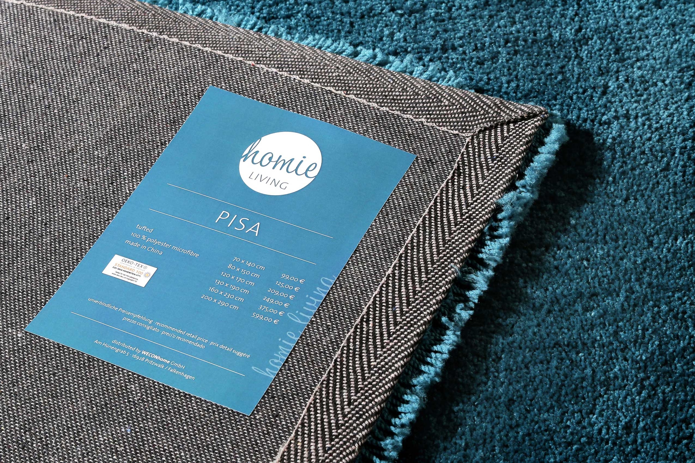 Homie Living Teppich »Pisa«, rund, 25 mm Höhe, Hochflor, Microfaser, uni, weich, Shaggy, Wohnzimmer, Schlafzimmer