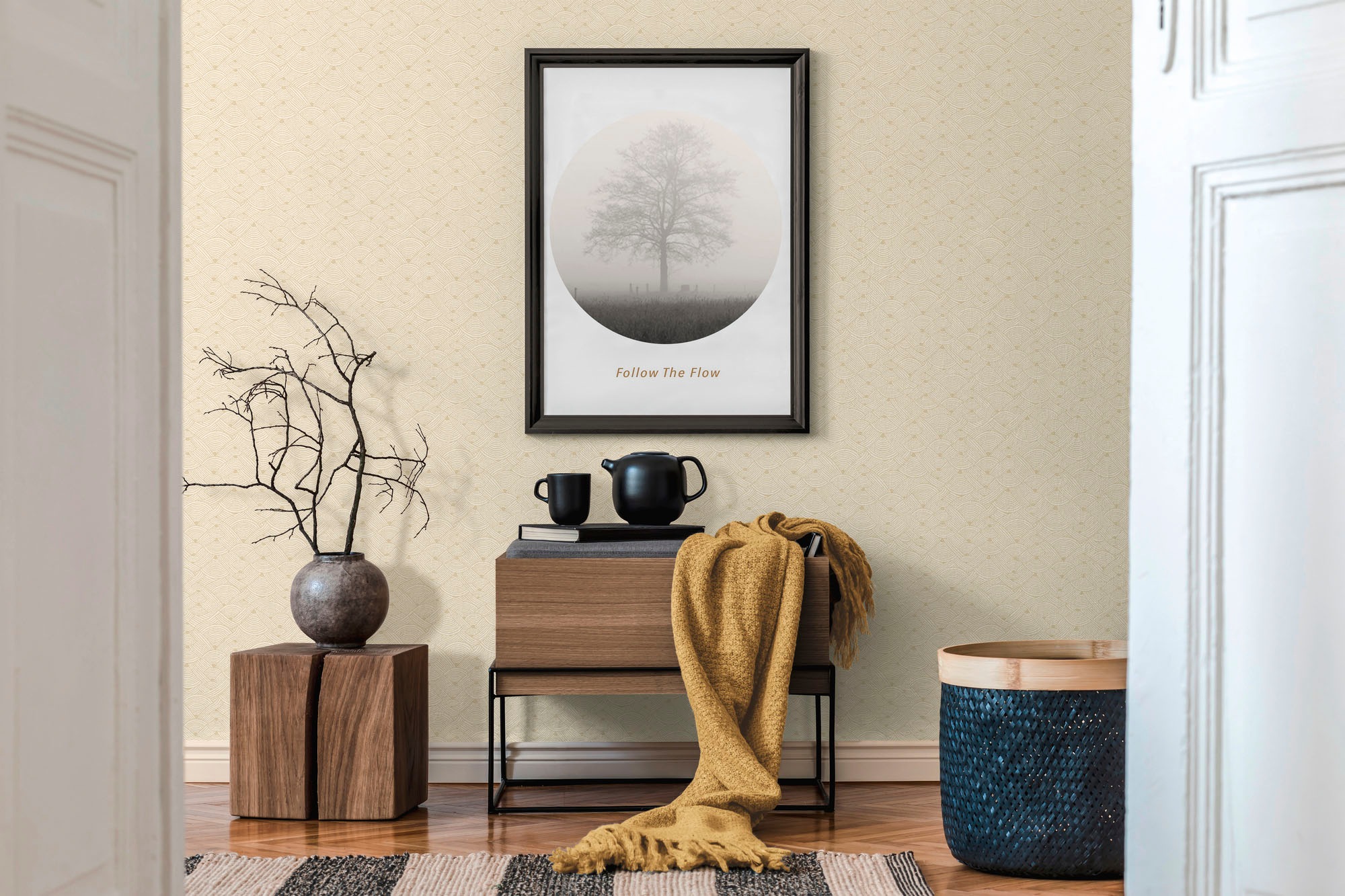 A.S. Création Vliestapete »Nara Ethno«, matt-gemustert-neutral, ArtDeco Mustertapete Tapeten Wohnzimmer Schlafzimmer Küche Flur Design