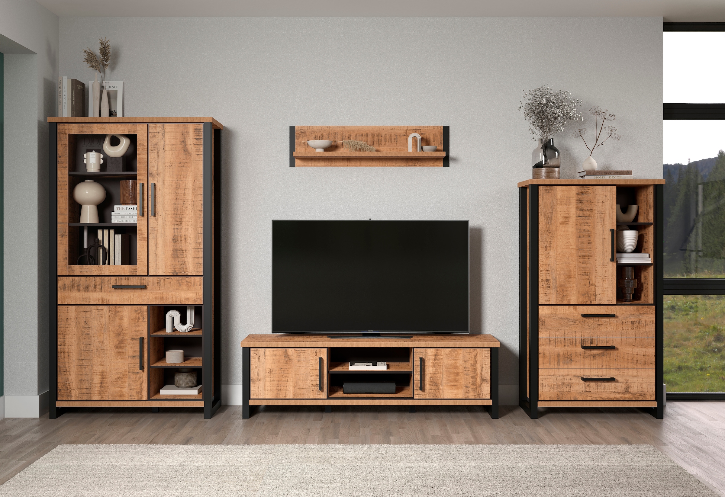 Home affaire Wandregal »Elda« 1 Stk. tlg. Wandboard für Dein Wohnzimmer oder Flur – (B/T/H) 110/23/28 cm
