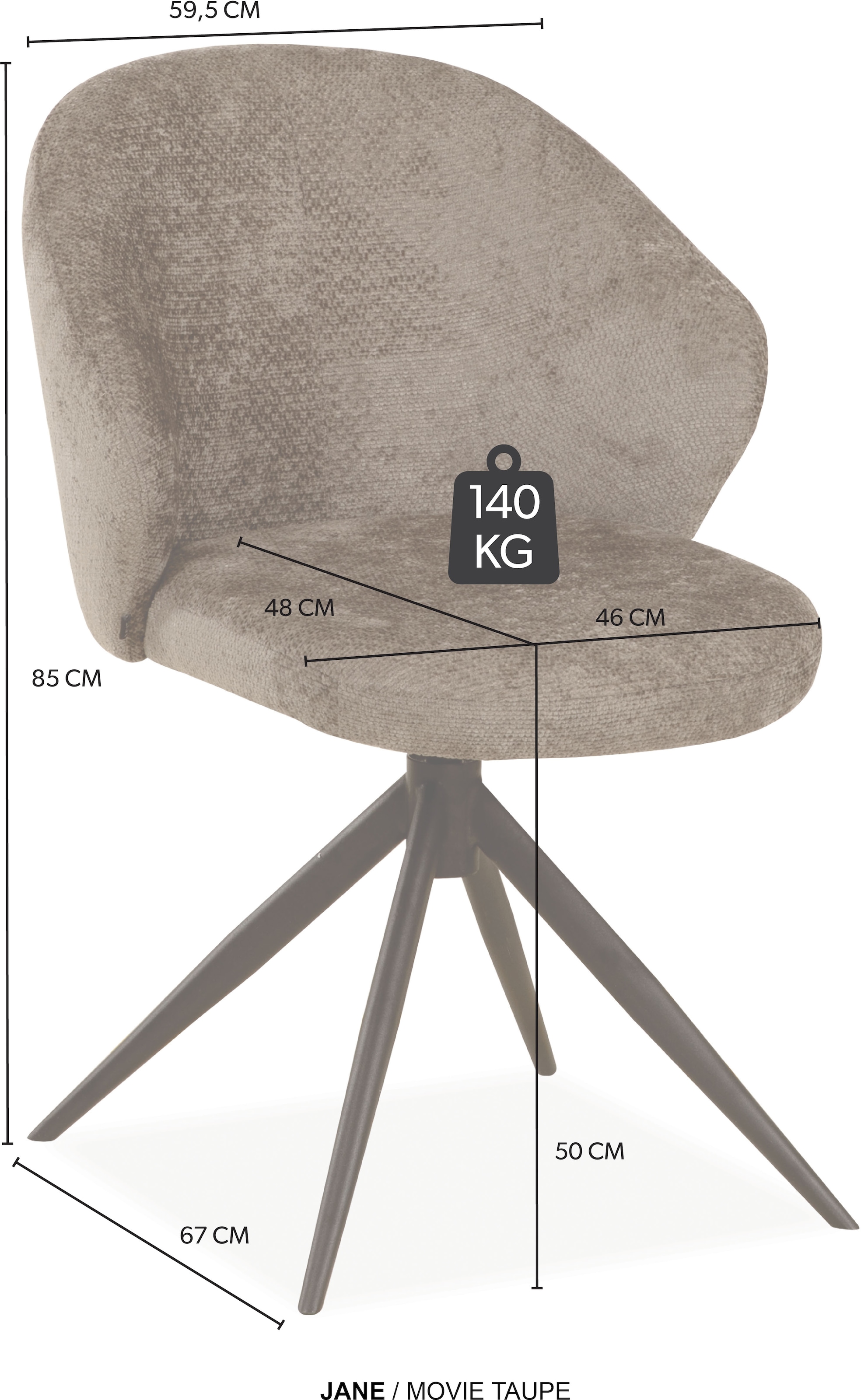 OMG Design Esszimmerstuhl »Jane« (Set) 1 Stk.Drehstuhl mit auto-return, Schalenstuhl