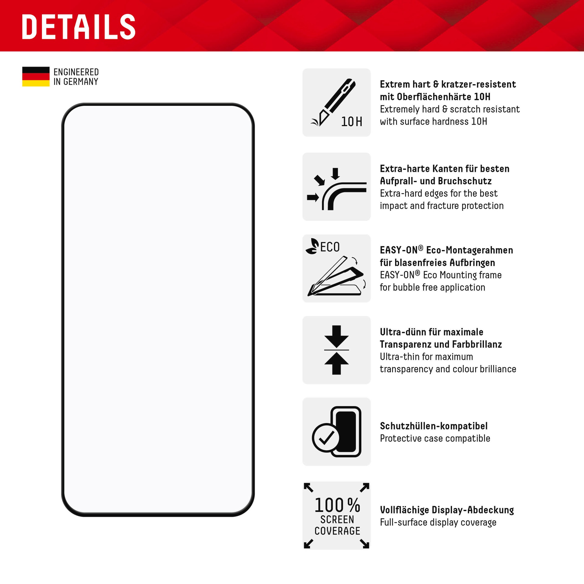 Displex Displayschutzglas »Real Glass Full Cover«, für Samsung Galaxy A35-Samsung Galaxy A55 5G, (1 St.), Bildschirmschutz, Displayschutzfolie,Einfach anbringen,kratz-&stoßfest