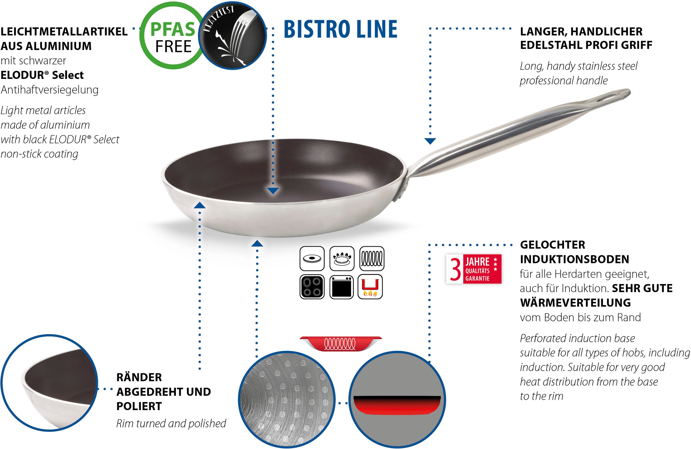 Elo Bratpfanne »Bistro Line«, Aluminium, (1 tlg.), langer, handlicher Edels günstig online kaufen