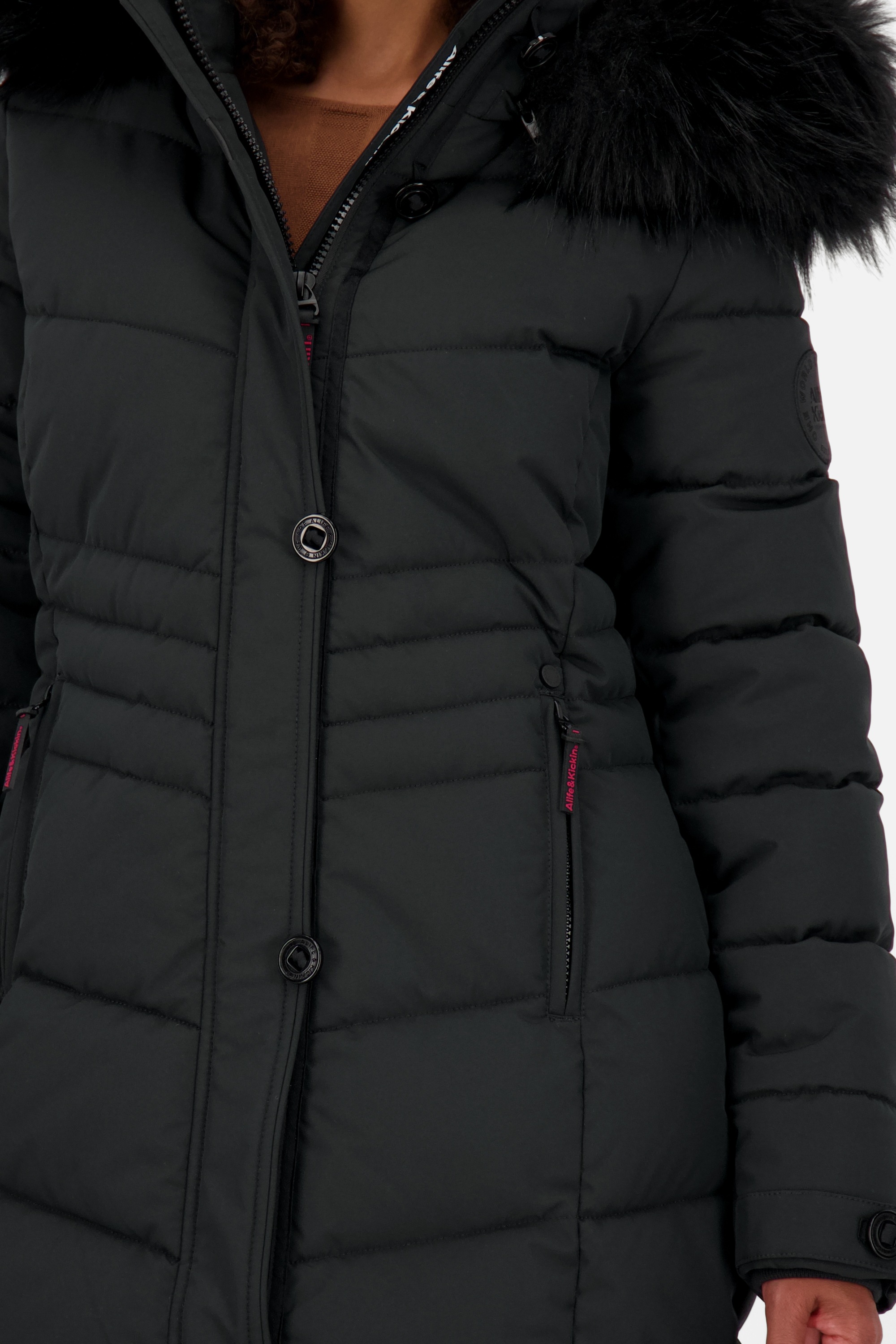 Alife & Kickin Winterjacke »Damen AmaliaAK A«, mit Kapuze, Lange gefütterte Damenwinterjacke mit abnehmbarer Kunstfellkapuze