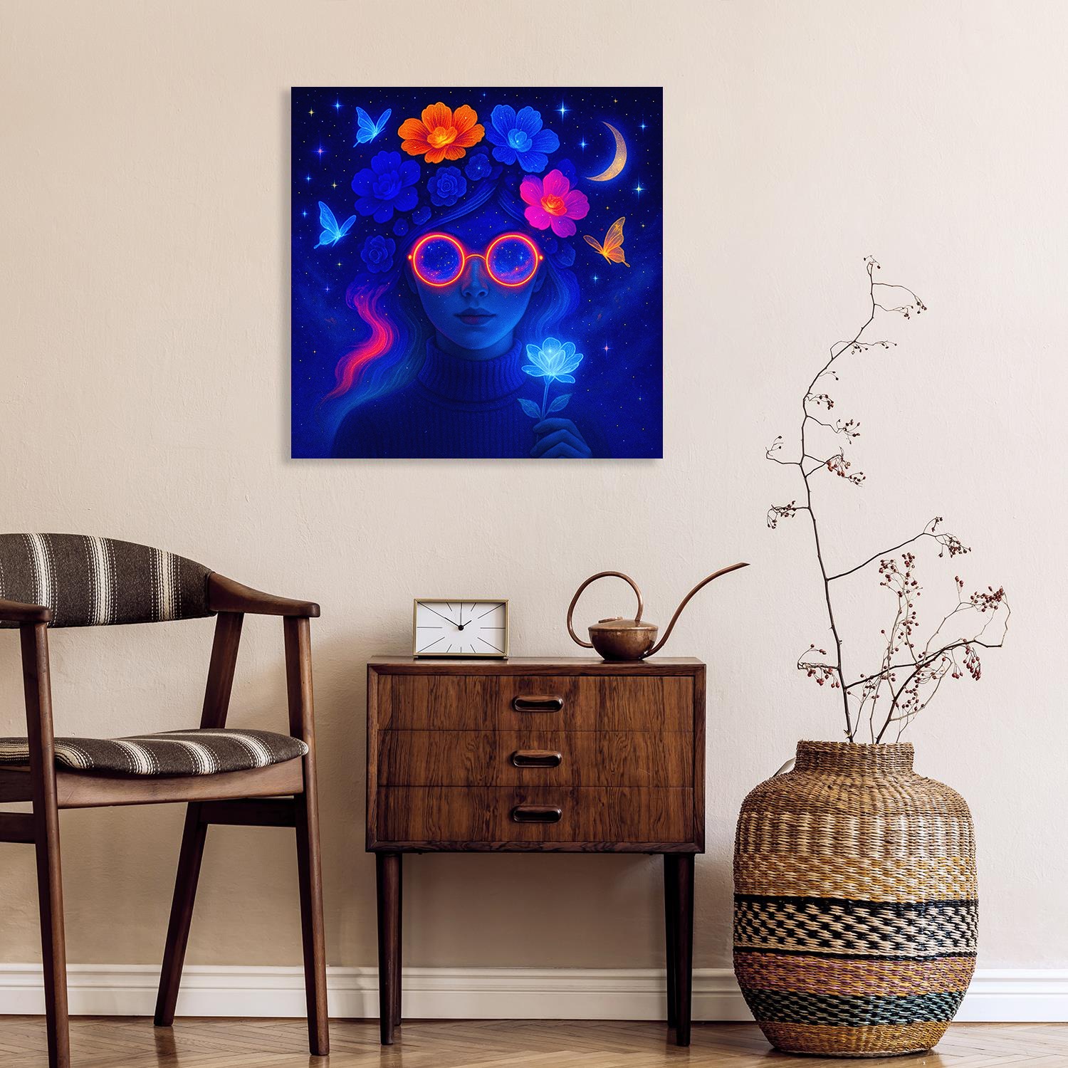 queence Acrylglasbild »Sternenblume«, Bilder von Frauen-Fantasy-Frau-Gemäld günstig online kaufen