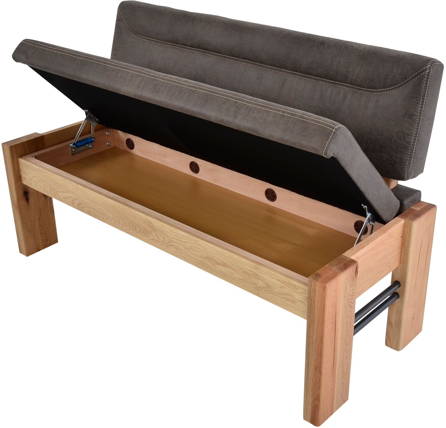 K+W Komfort & Wohnen Polsterbank, gepolsterte Stauraumbank, Massivholz, in 2 Breiten 161cm oder 181cm