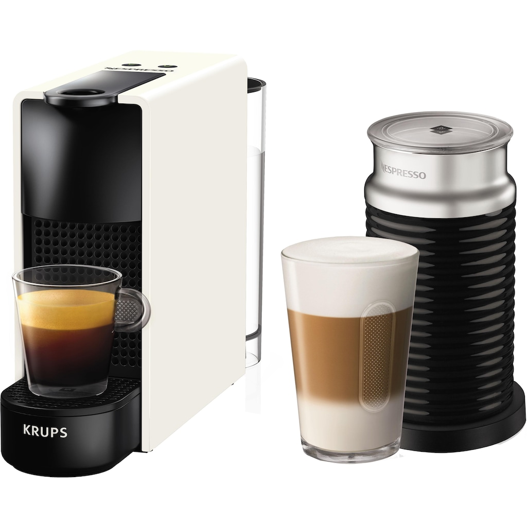 Nespresso Kapselmaschine »Essenza Mini XN1111 von Krups, White«, inkl. Aeroccino Milchaufschäumer, Willkommenspaket mit 7 Kapseln