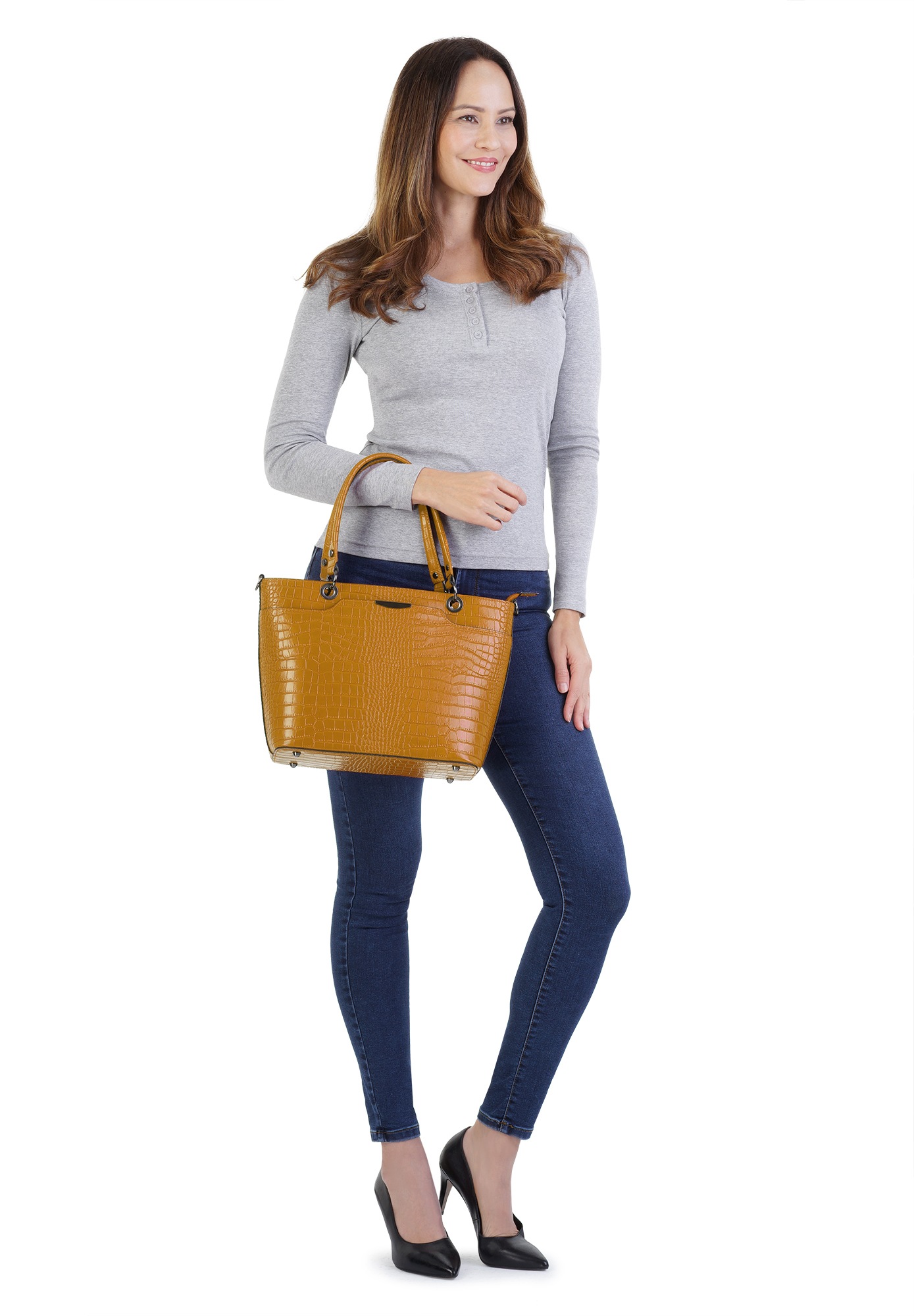Cluty Henkeltasche, echt Leder, Made in Italy