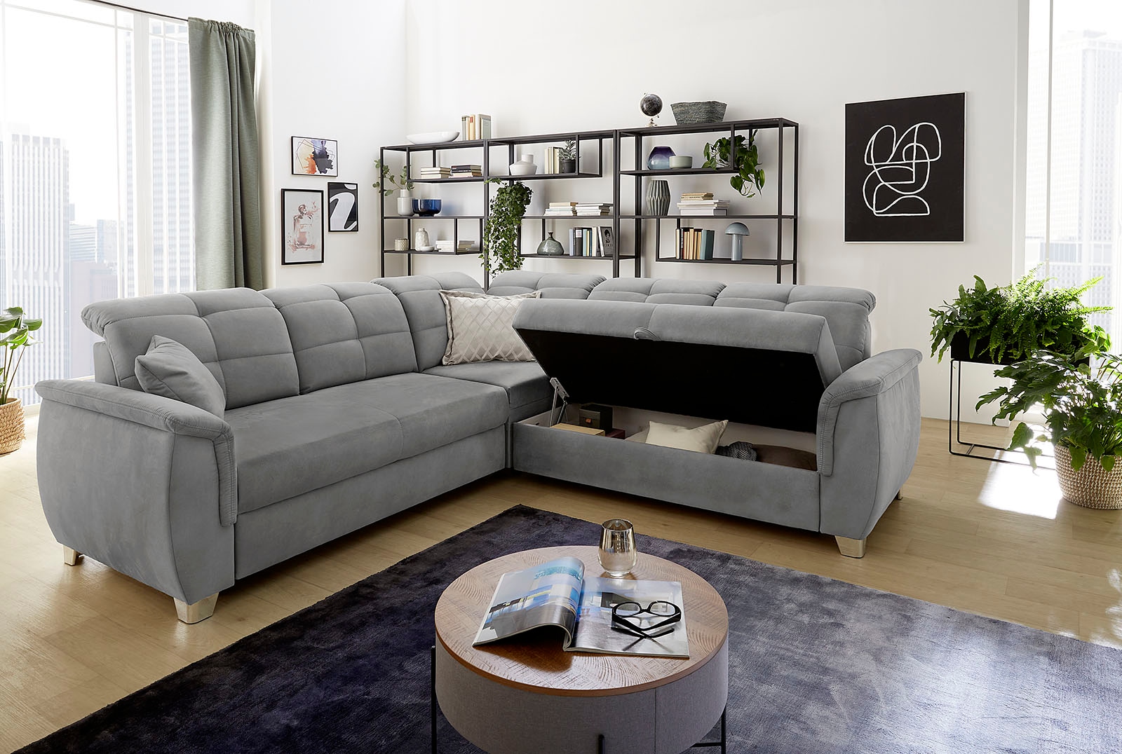 Jockenhöfer Gruppe Ecksofa Udine, verstellbare Kopfteile, Gästebett- und Relaxfunktion
