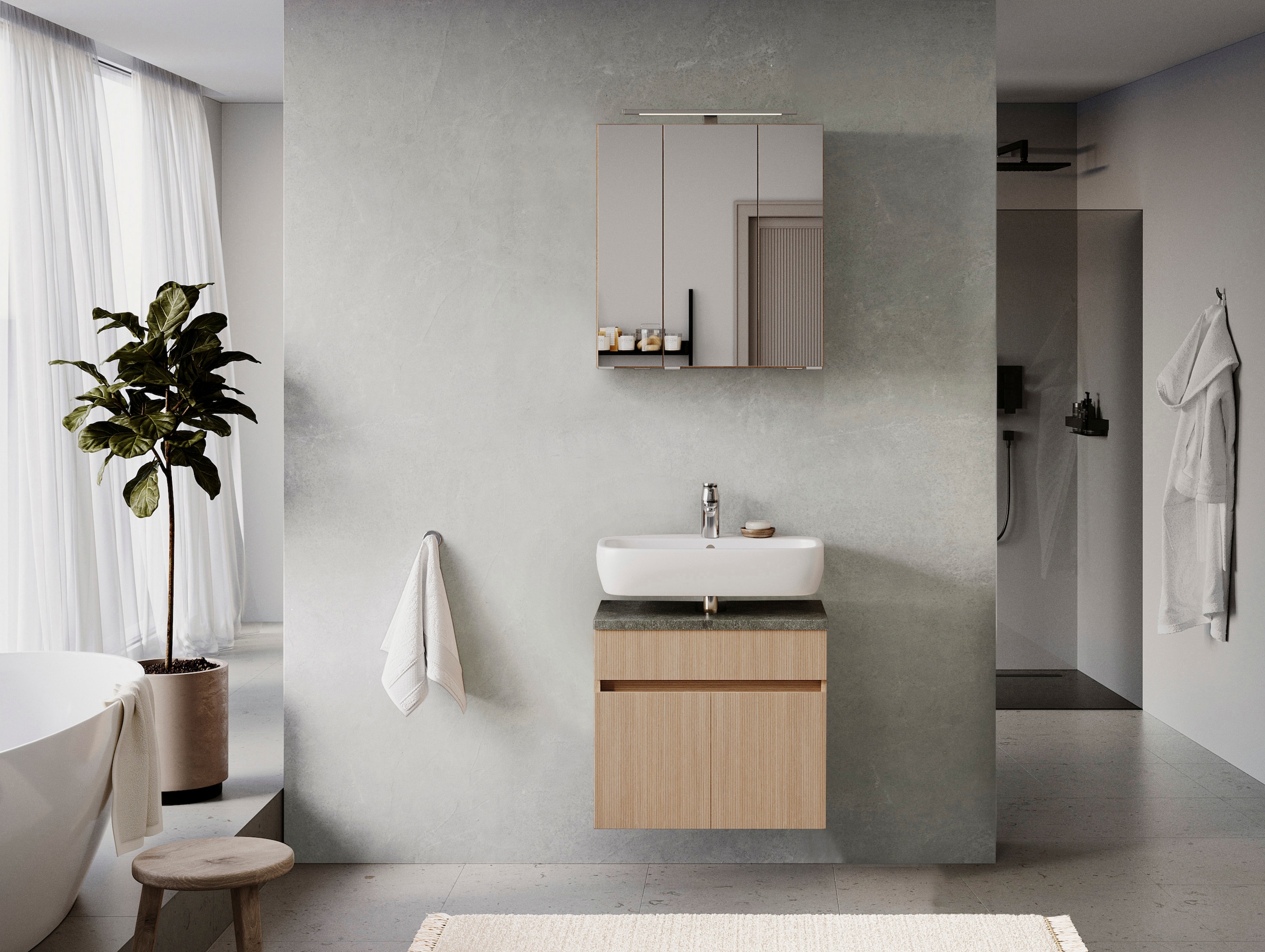 welltime Badmöbel-Set »EIXO, Set aus Spiegelschrank und Unterbeckenschrank« günstig online kaufen