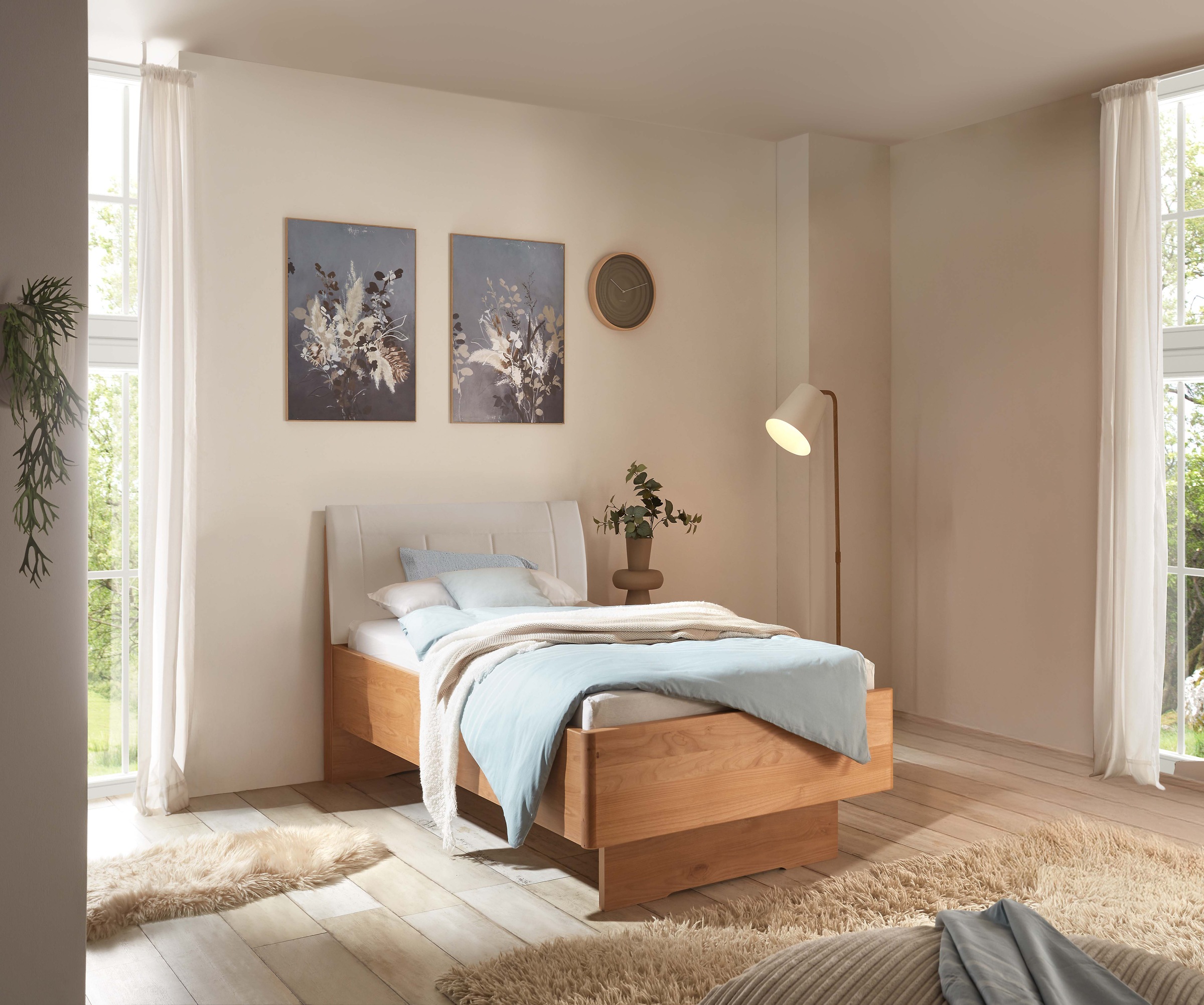 WIEMANN Holzbett »Cardiff, Bettgestell, Bettrahmen, teilmassiv, mit Polster günstig online kaufen