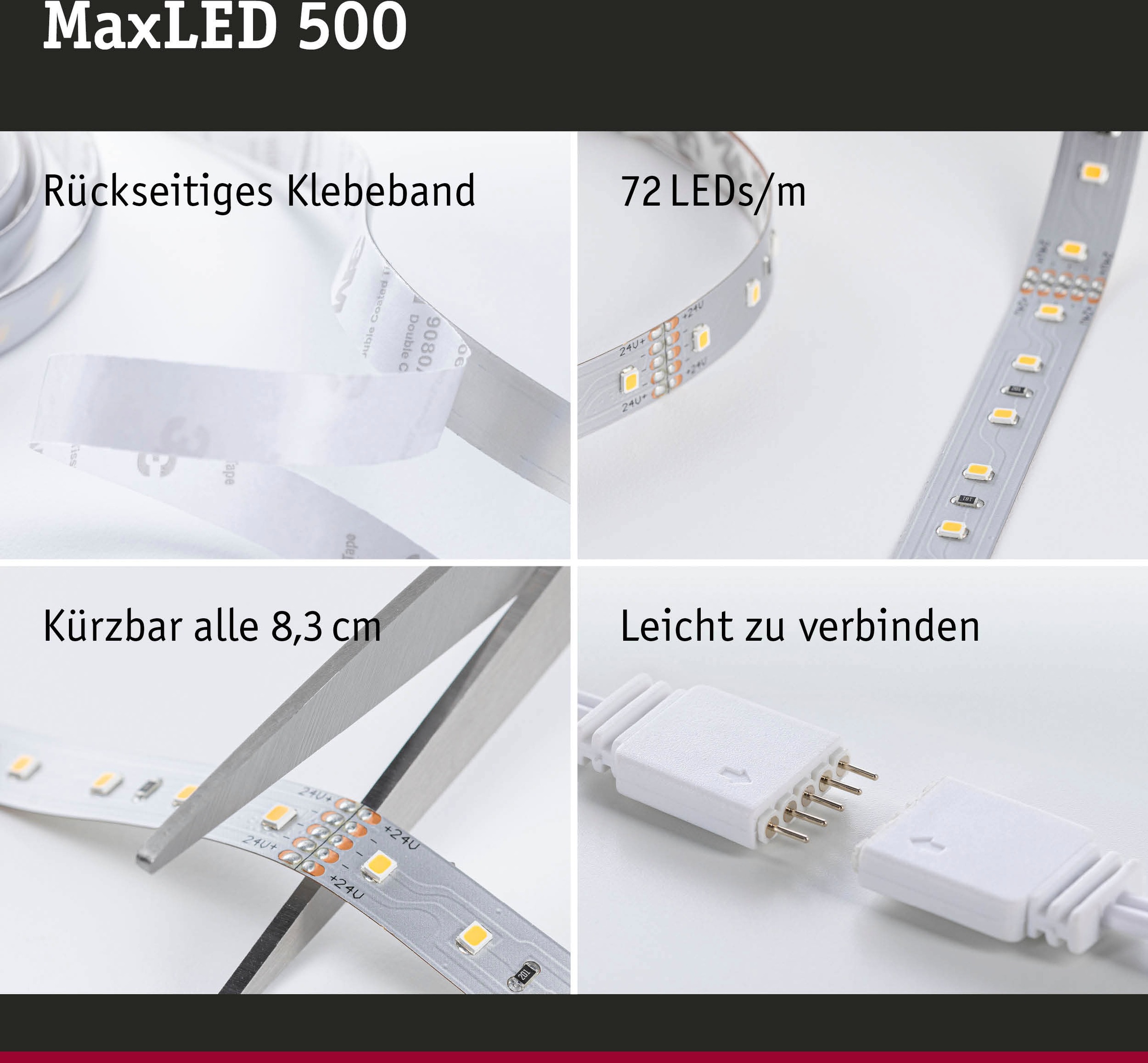 Paulmann LED-Streifen »MaxLED 500 Einzelstripe inkl. Adapterkabel 20m Warmweiße 72W 550lm/m«, 1 St.-flammig, unbeschichtet