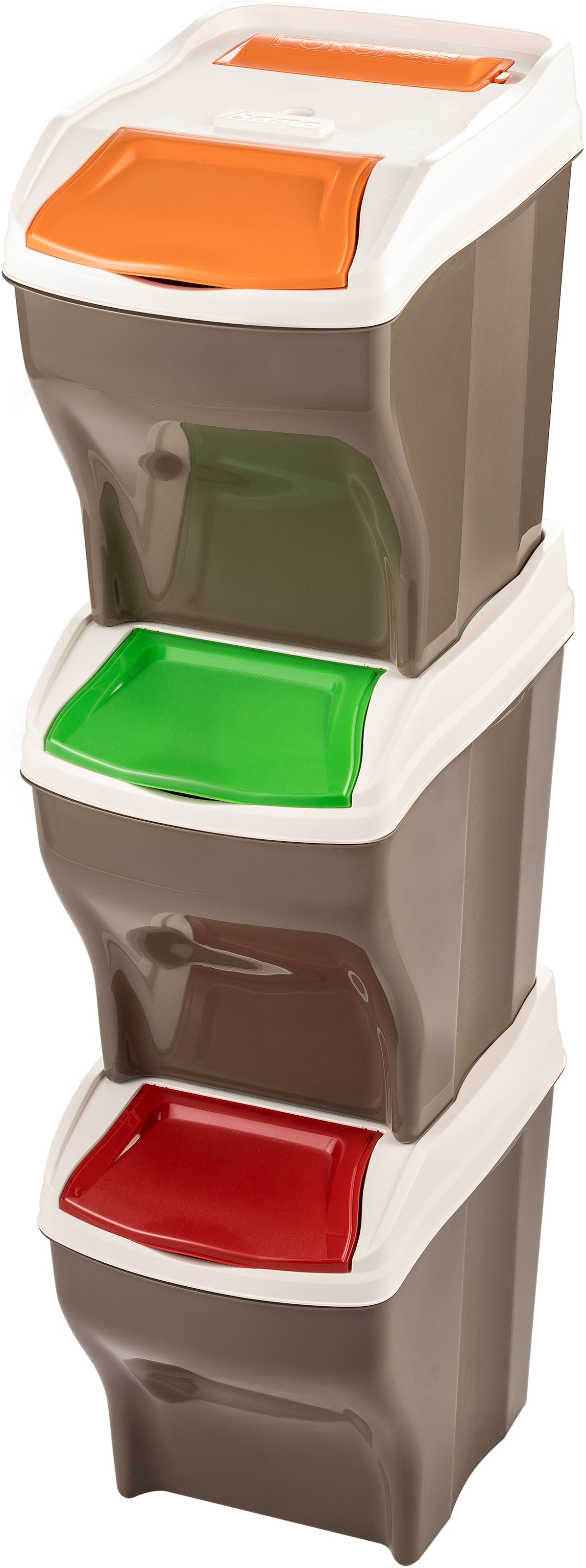 BISCHOF BAMA Mülltrennsystem »POKER 3 PLUS« 3 Behälter Fassungsvermögen je 27 Liter, Made in Europe Taupe