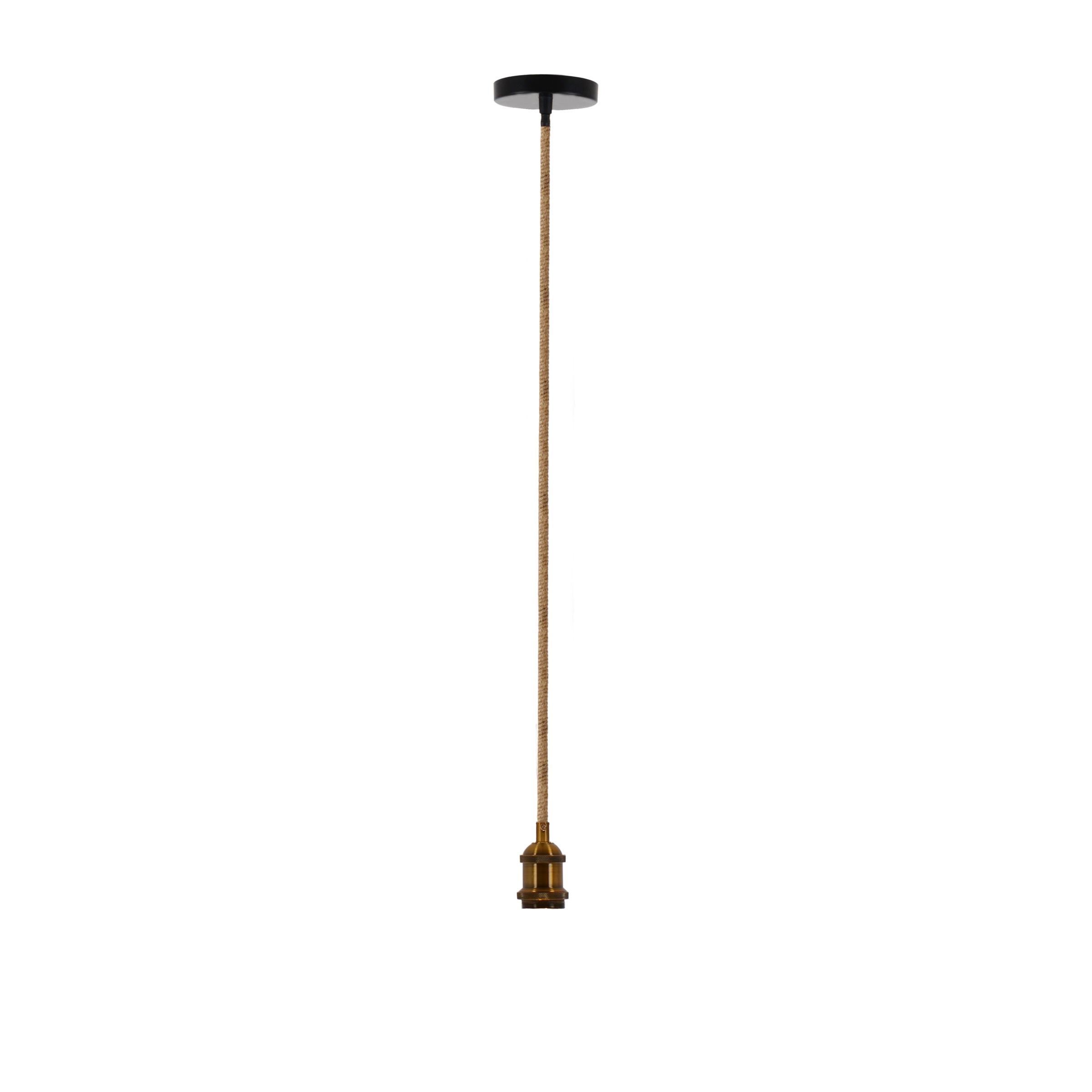 näve Hängeleuchte »Ontario«, 1 flammig, Leuchtmittel E27 | ohne Leuchtmittel, Metallbaldachin altmessing, mit Hanfseil, exkl. 1x E27, Höhe 96cm