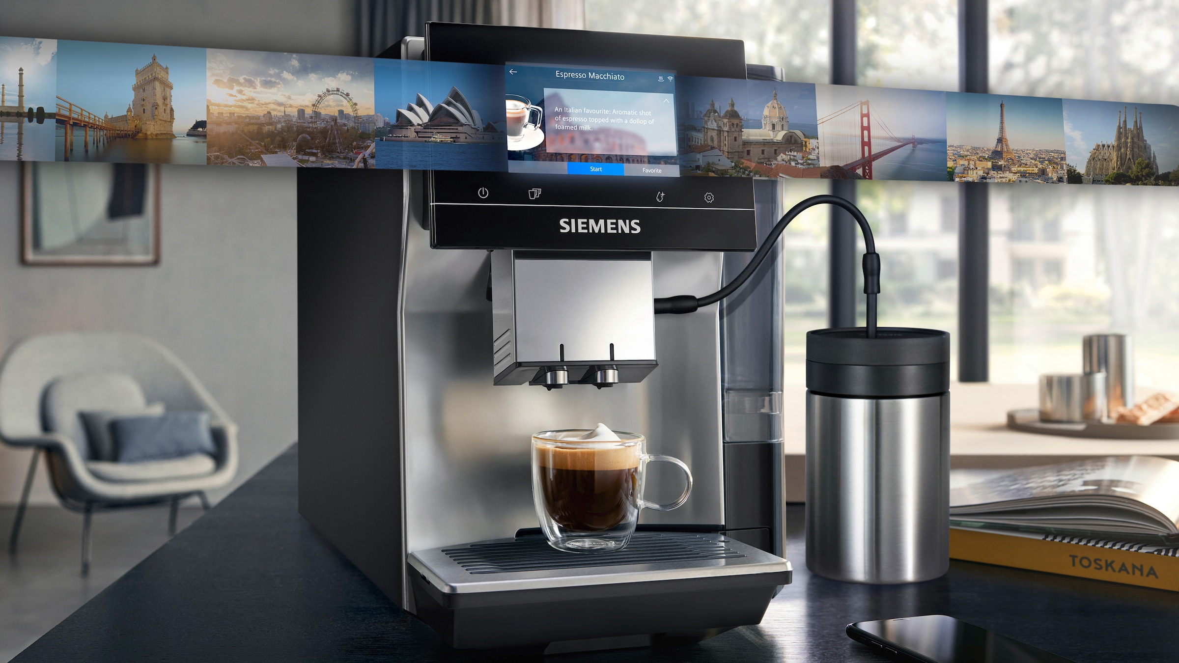 2. Bild von SIEMENS Kaffeevollautomat »EQ700 classic TP715D01, Cold Brew, intuitives 5" TFT-Display, App«, aromaSelect, 10 Favoriten, autom. Dampfreinigung, morning haze